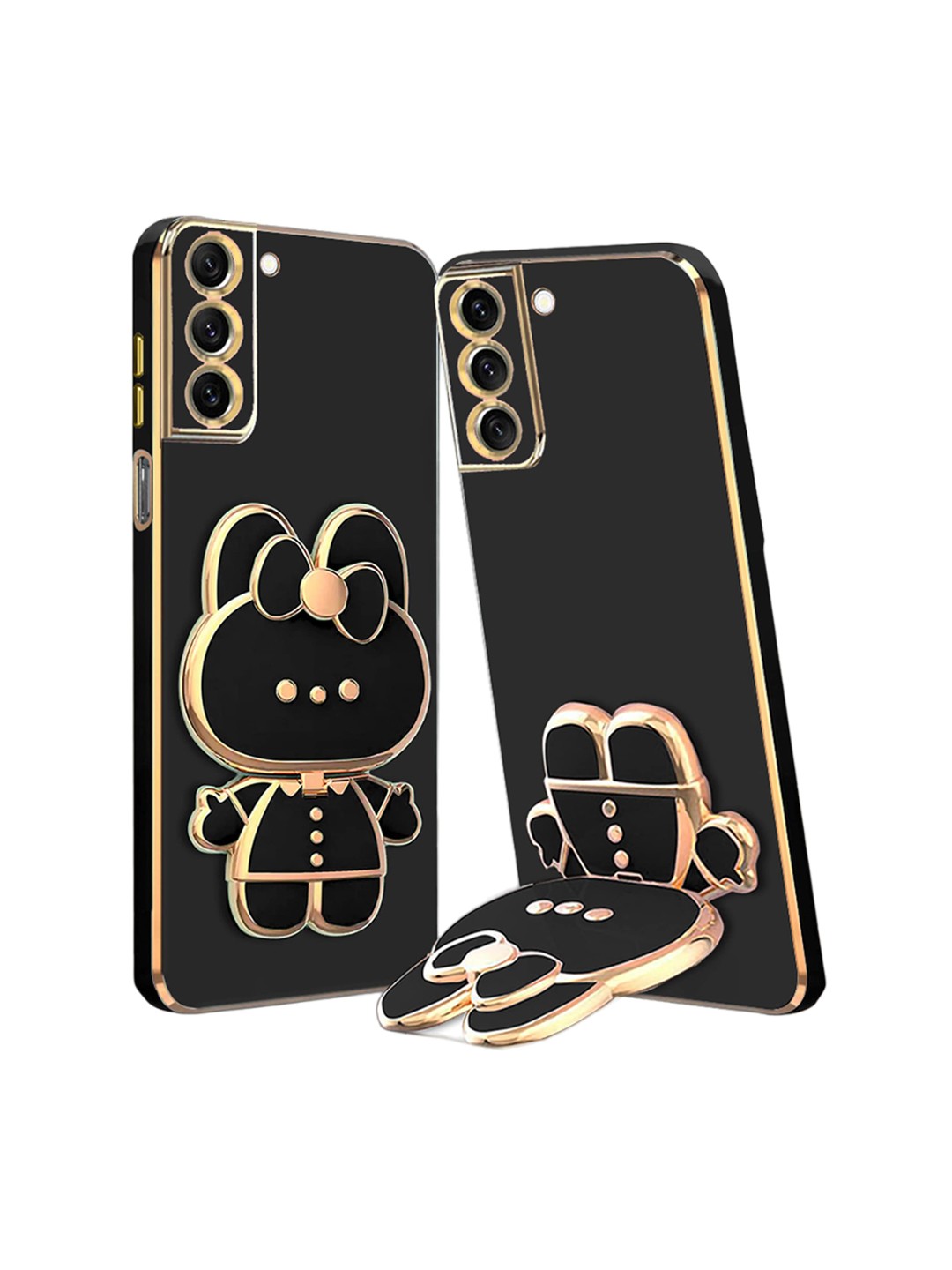 

Karwan 3D Cat Samsung S22 (5G) Phone Back Case With Folding Stand, Black