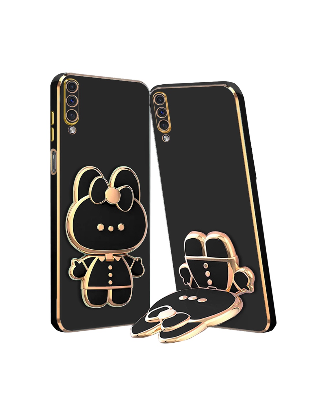 

Karwan 3D Cat A50 Phone Back Case With Folding Stand, Black