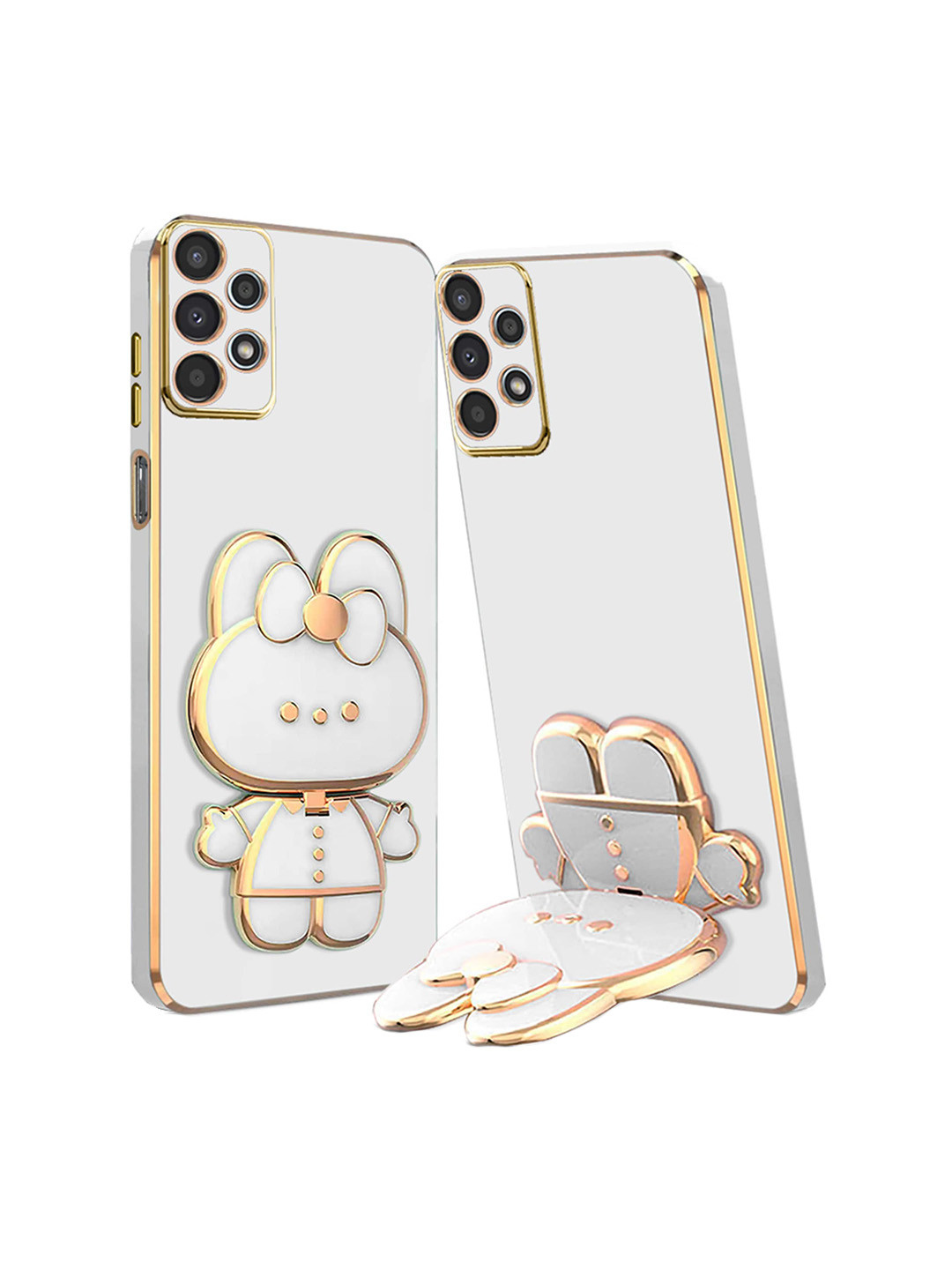 

Karwan Samsung A52 3D Cat A52 Phone Back Case With Folding Stand, White