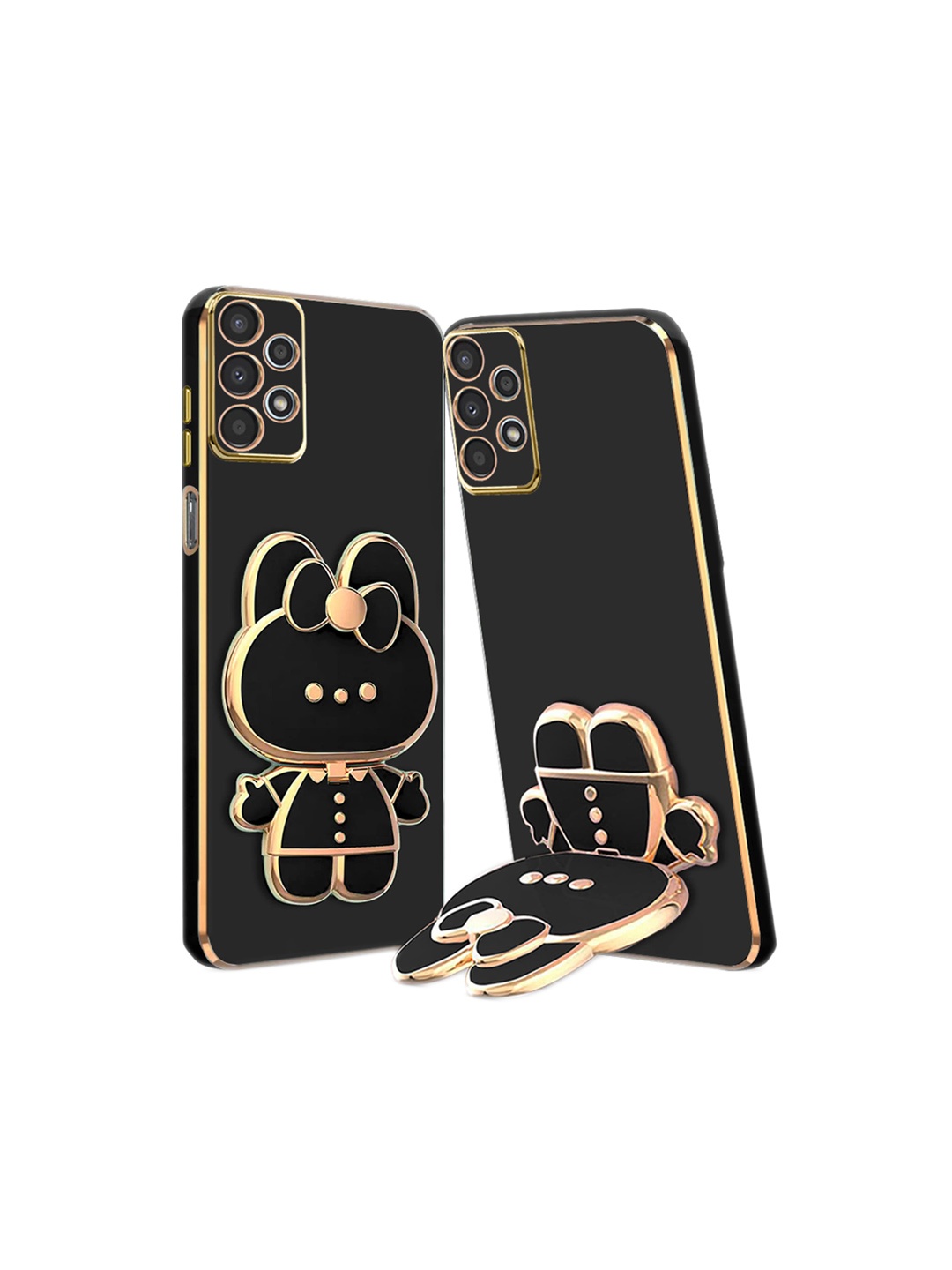 

Karwan 3D Cat Samsung A52 Phone Back Case With Folding Mirror Holder, Black