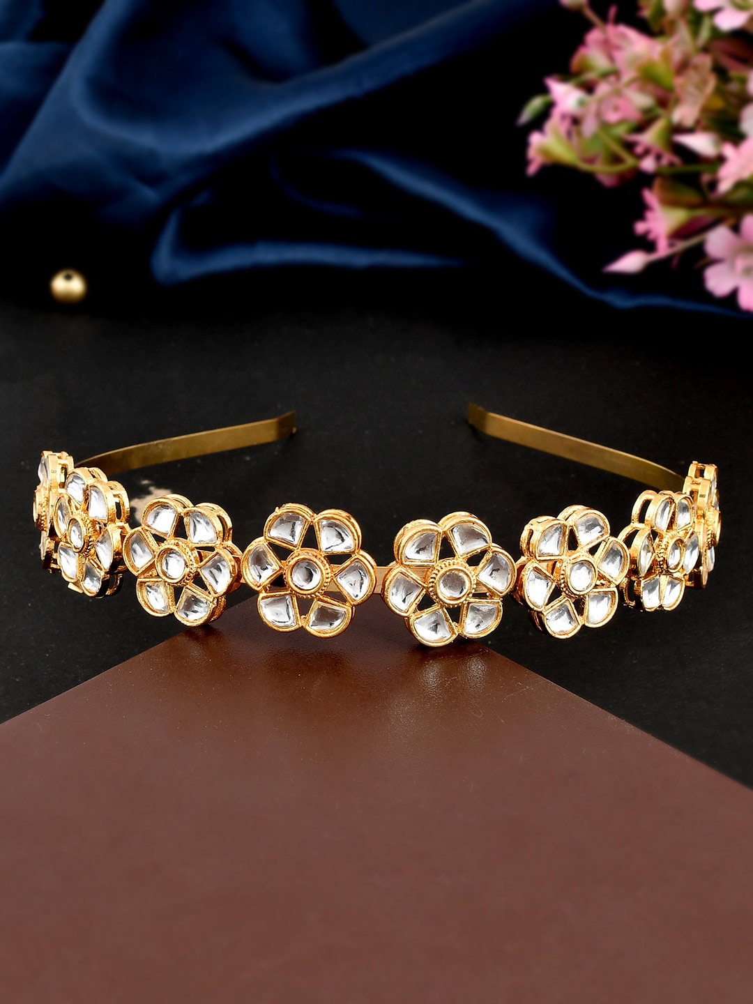 

Shoshaa Women Gold-Toned & White Embellished Hairband