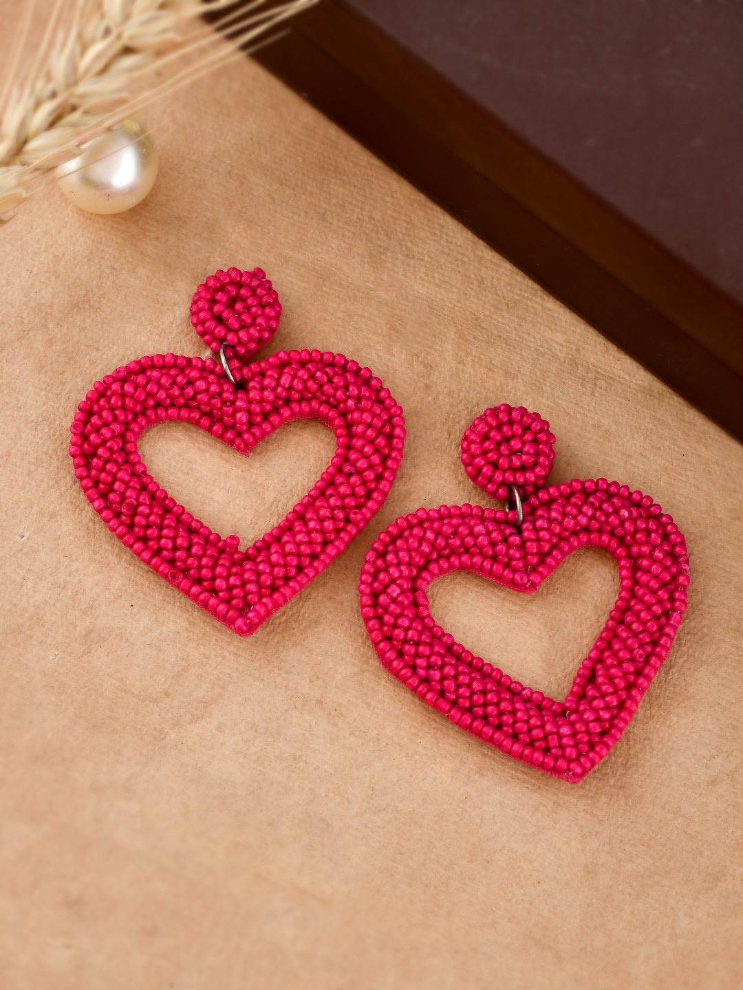 

Shoshaa Heart Shaped Drop Earrings, Pink