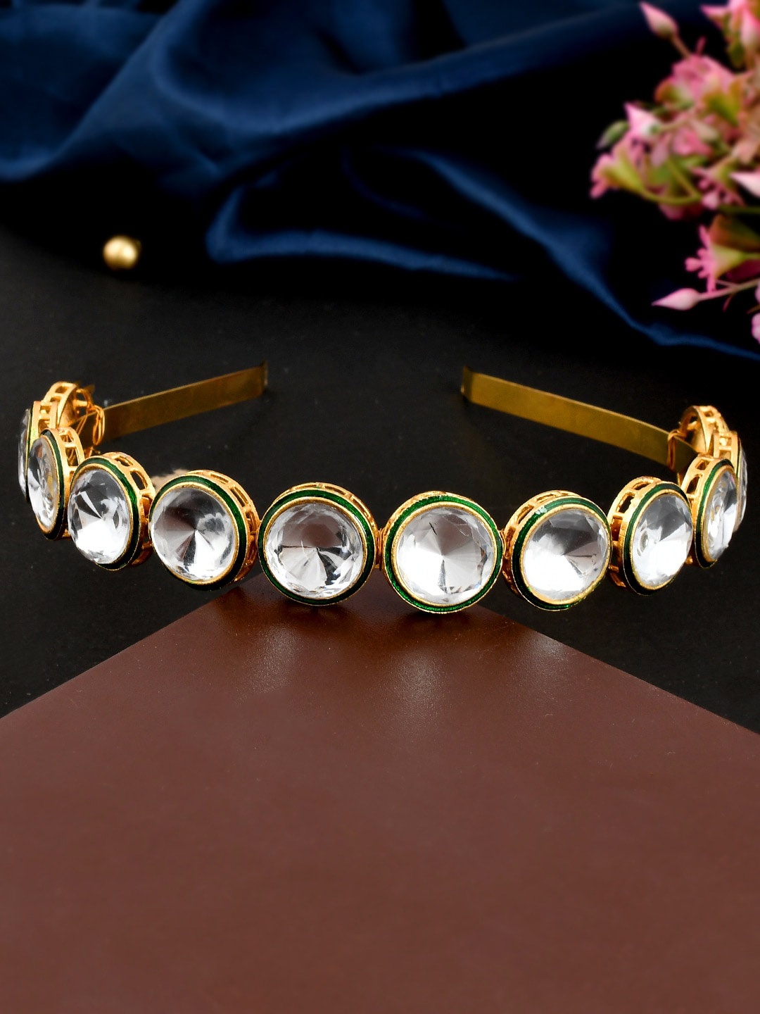 

Shoshaa Women Gold-Toned & White Embellished Hairband