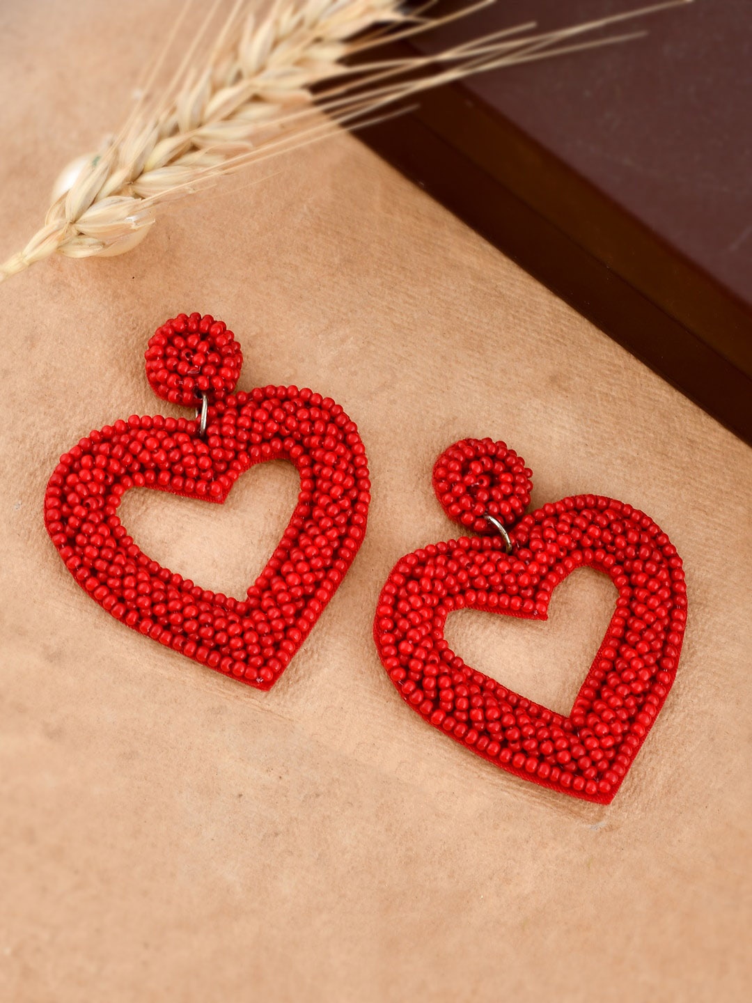 

Shoshaa Heart Shaped Drop Earrings, Red