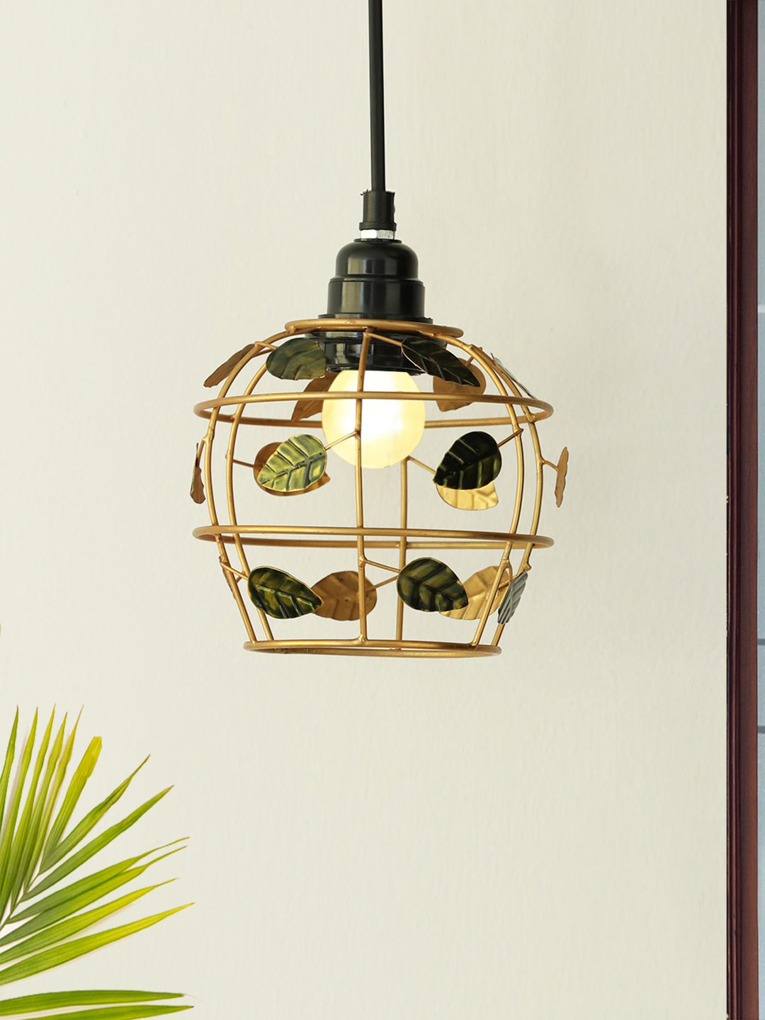 

ExclusiveLane Golden & Green Textured Hanging Pendant Lamp Shade, Gold