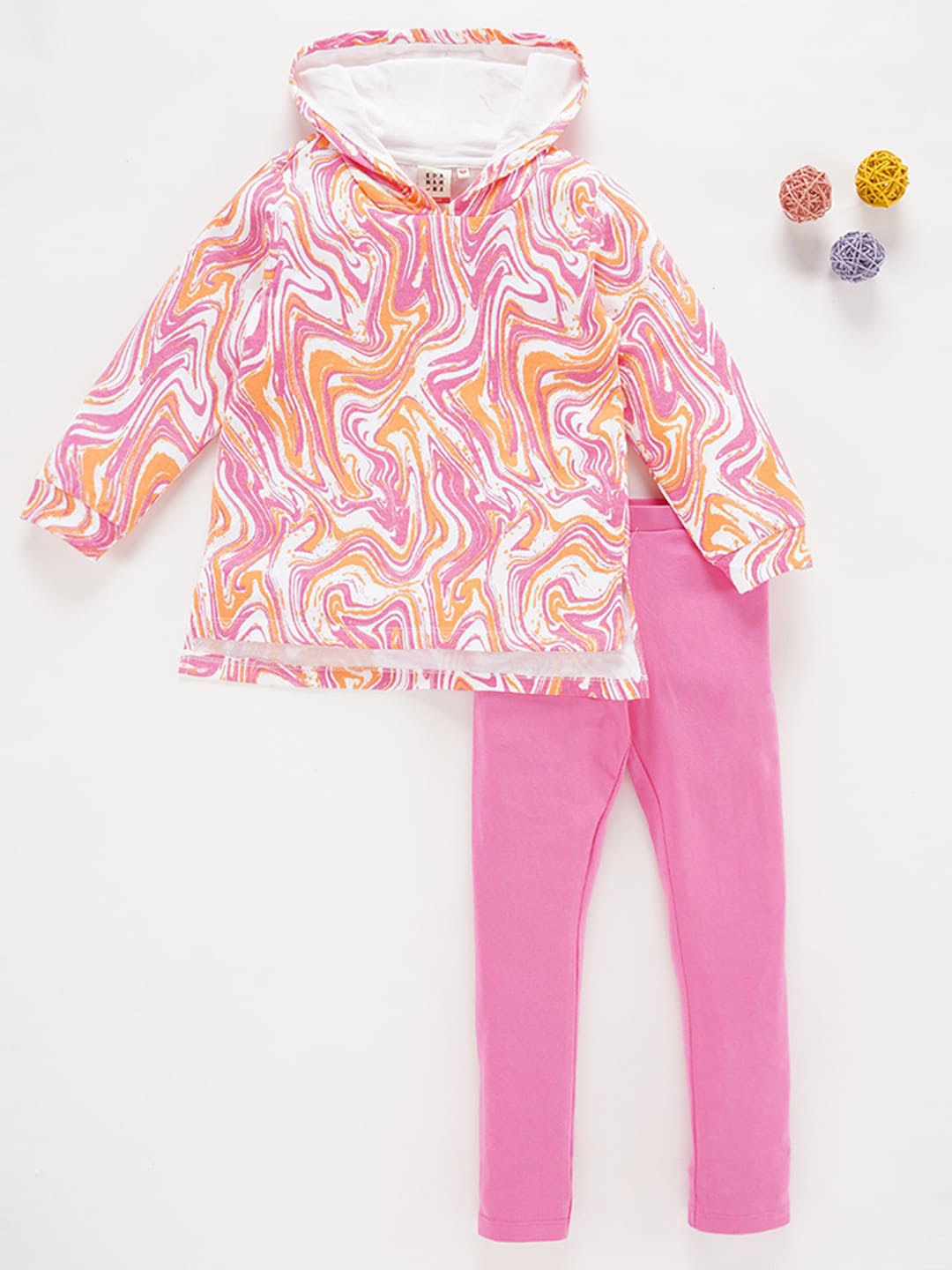 

Ed-a-Mamma Girls Printed Pure Cotton T-shirt with Leggings, Pink