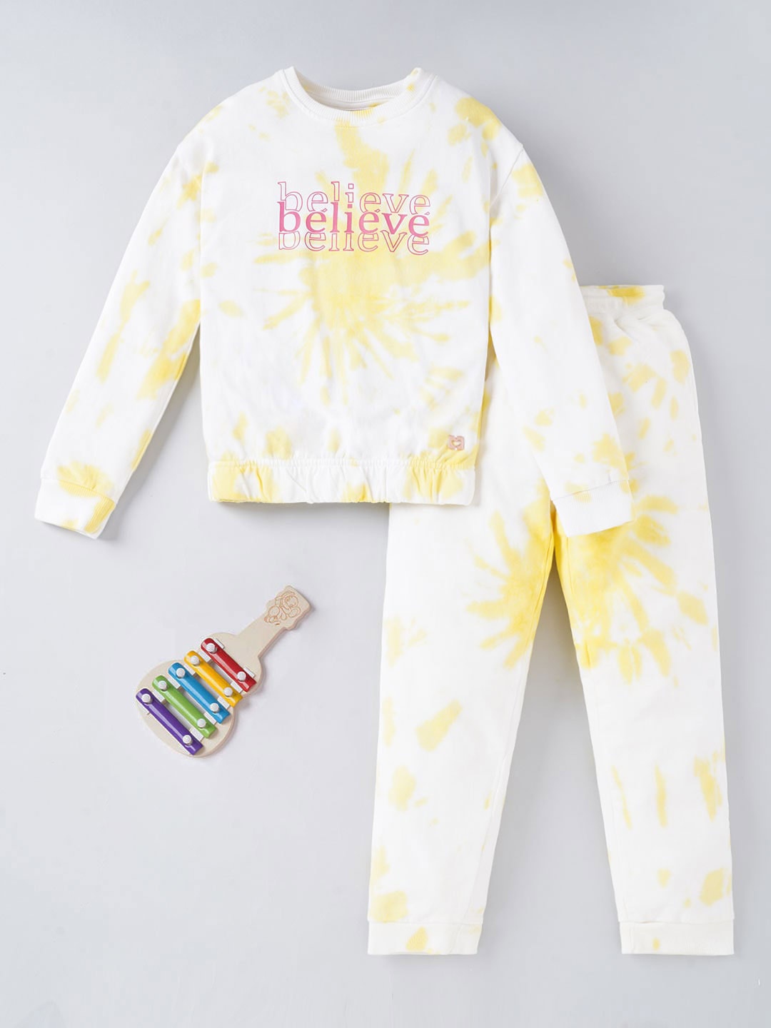 

Ed-a-Mamma Girls Dyed Pure Cotton T-shirt with Trousers, Yellow