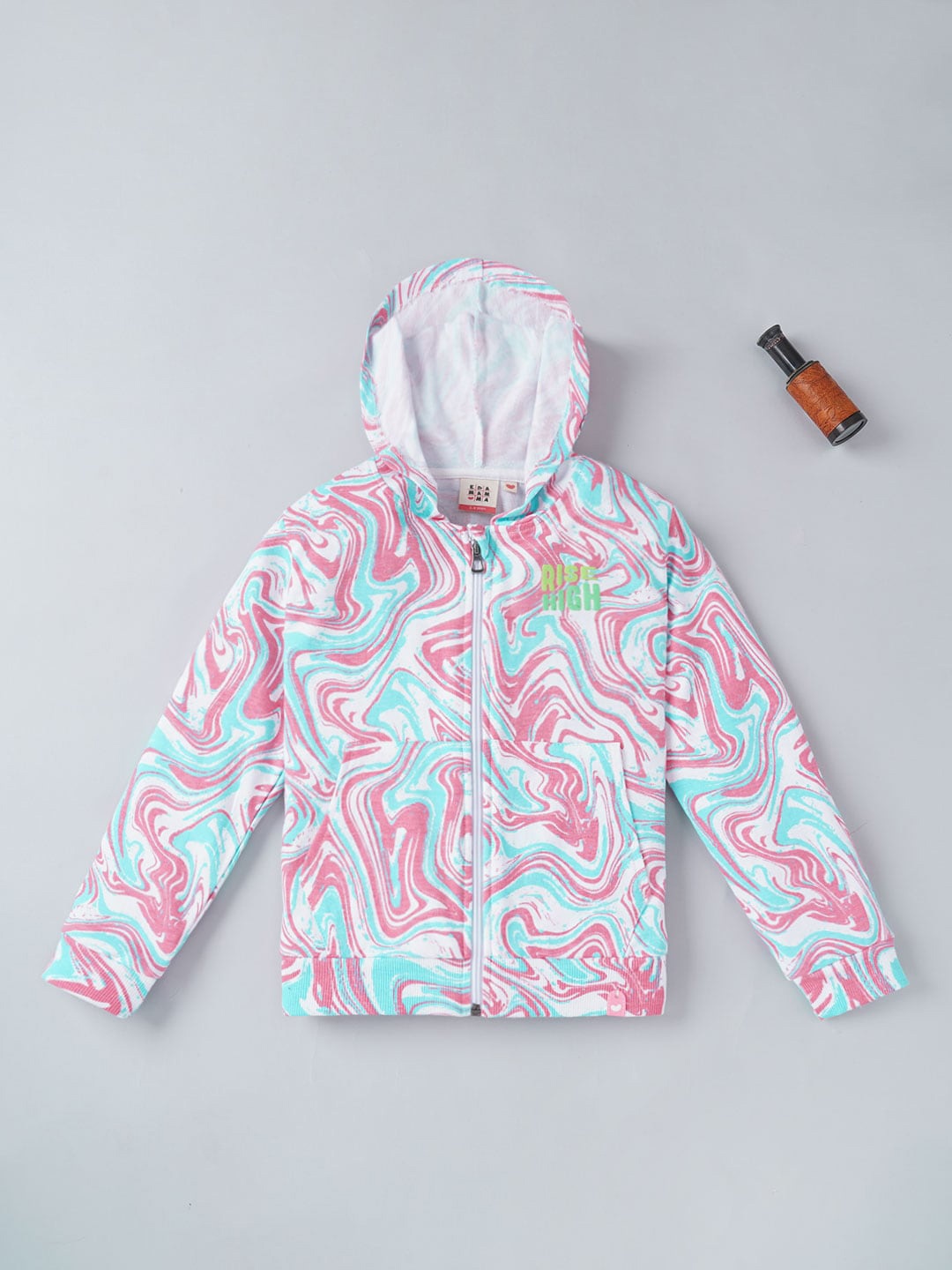 

Ed-a-Mamma Girls Abstract Printed Cotton Bomber Jacket, White