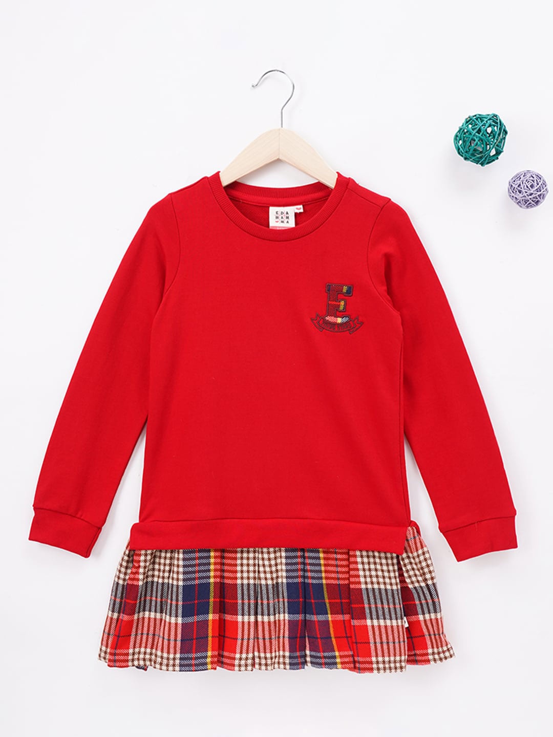

Ed-a-Mamma Girls Checked Drop-Waist Dress, Red