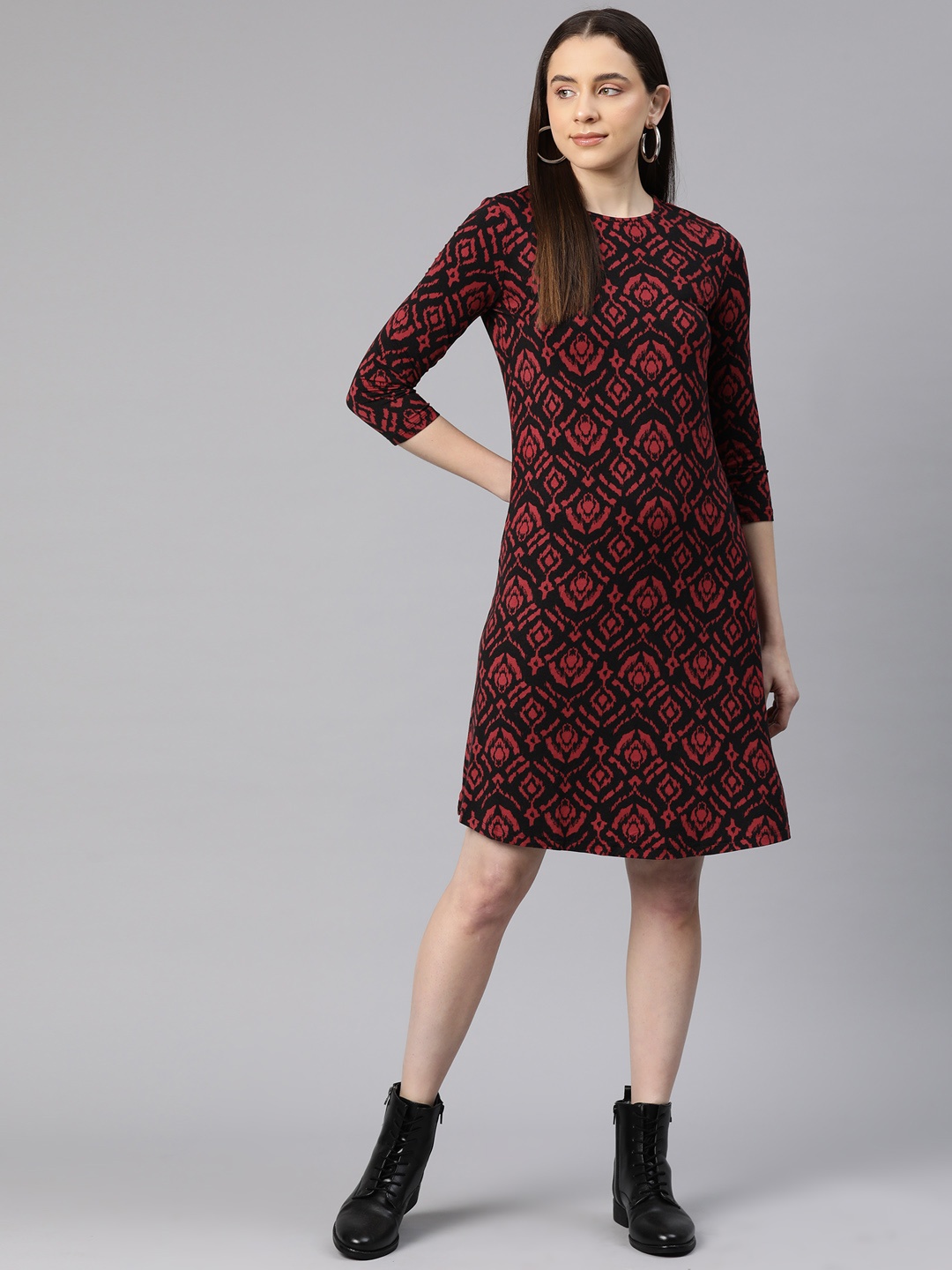 

Marks & Spencer Floral Print A-Line Dress, Black
