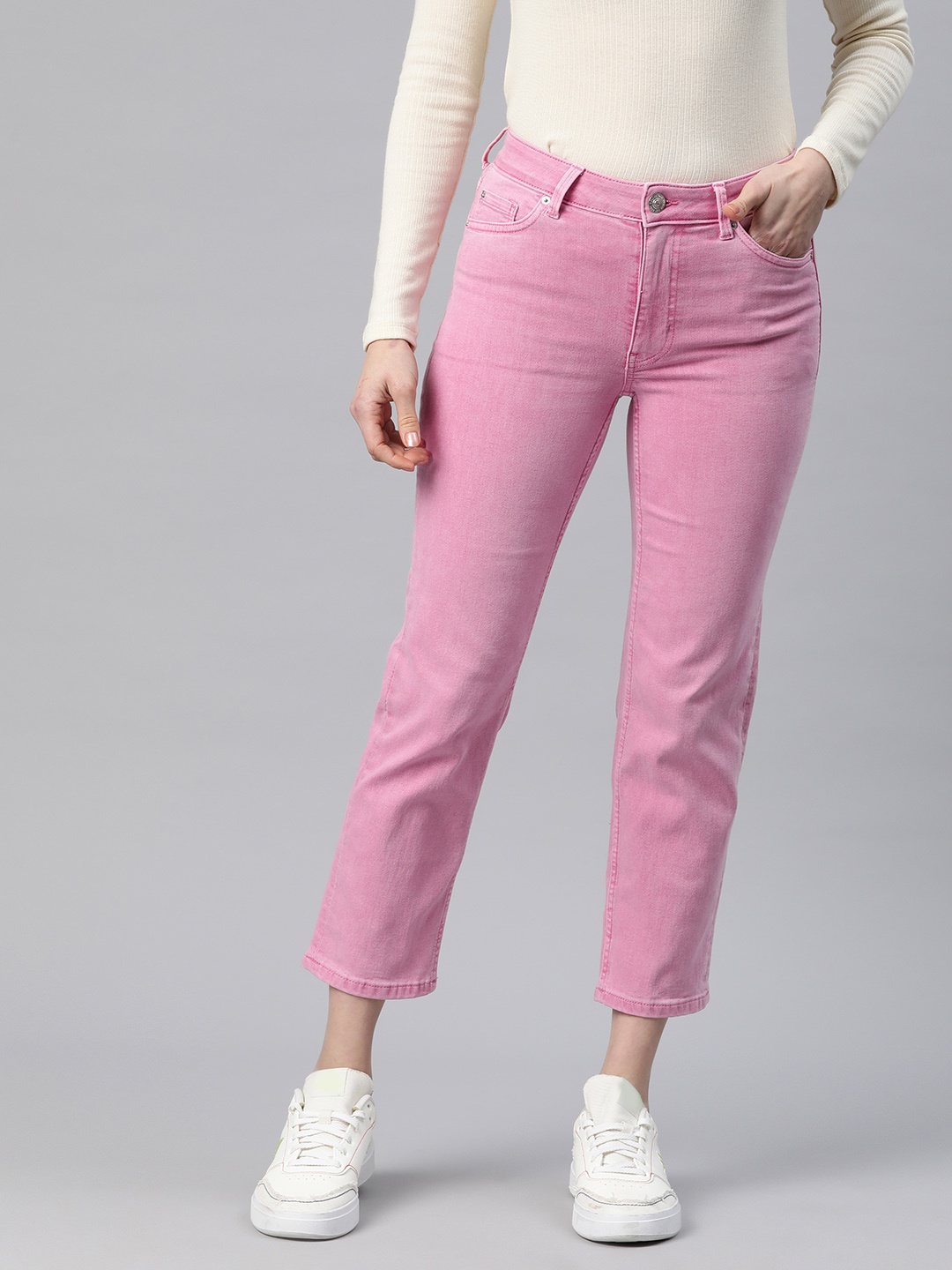 

Marks & Spencer Women High-Rise Stretchable Jeans, Pink