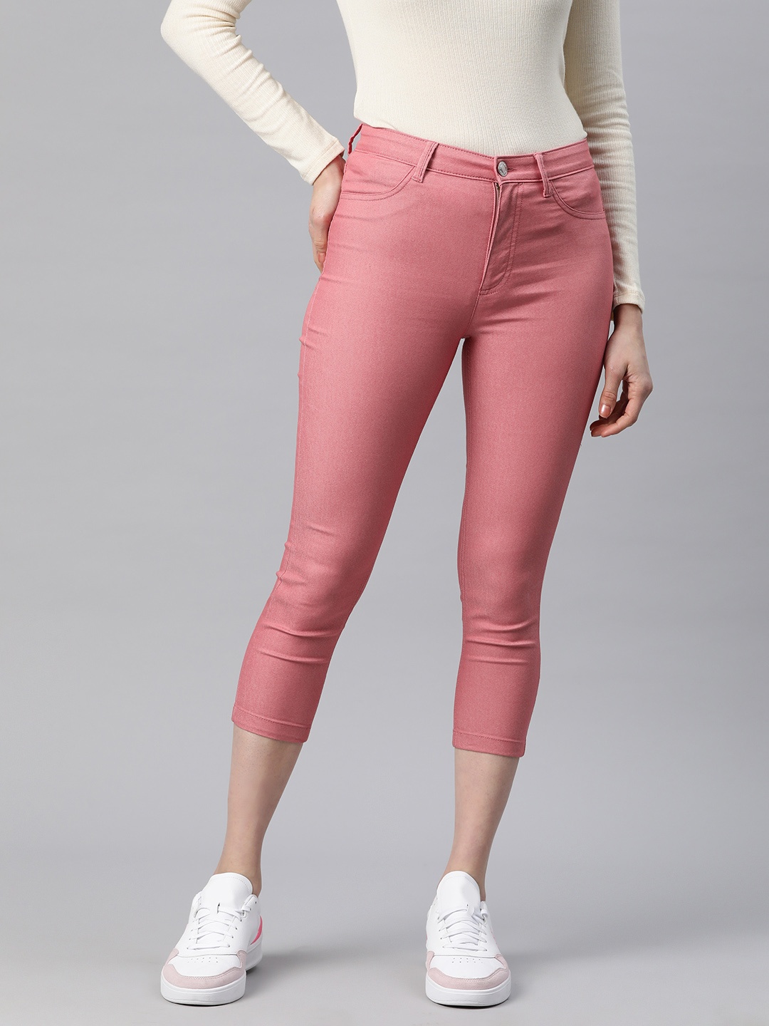 

Marks & Spencer Women Skinny Fit Cropped Treggings, Rose