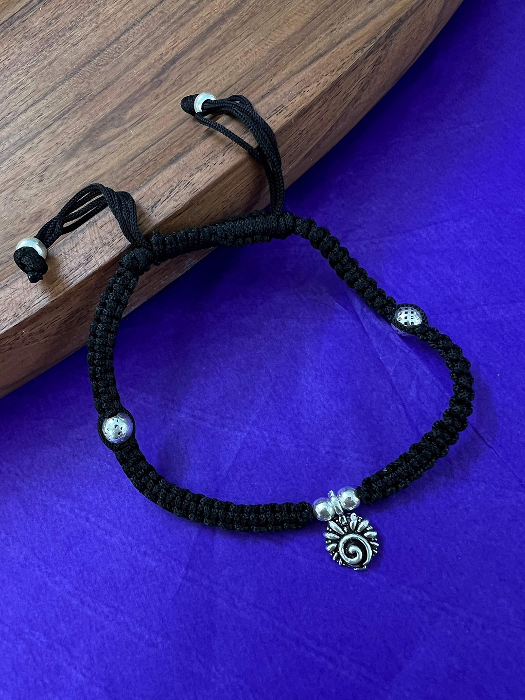 

Arte Jewels 925 Sterling Silver Round Silver Beaded Anklet