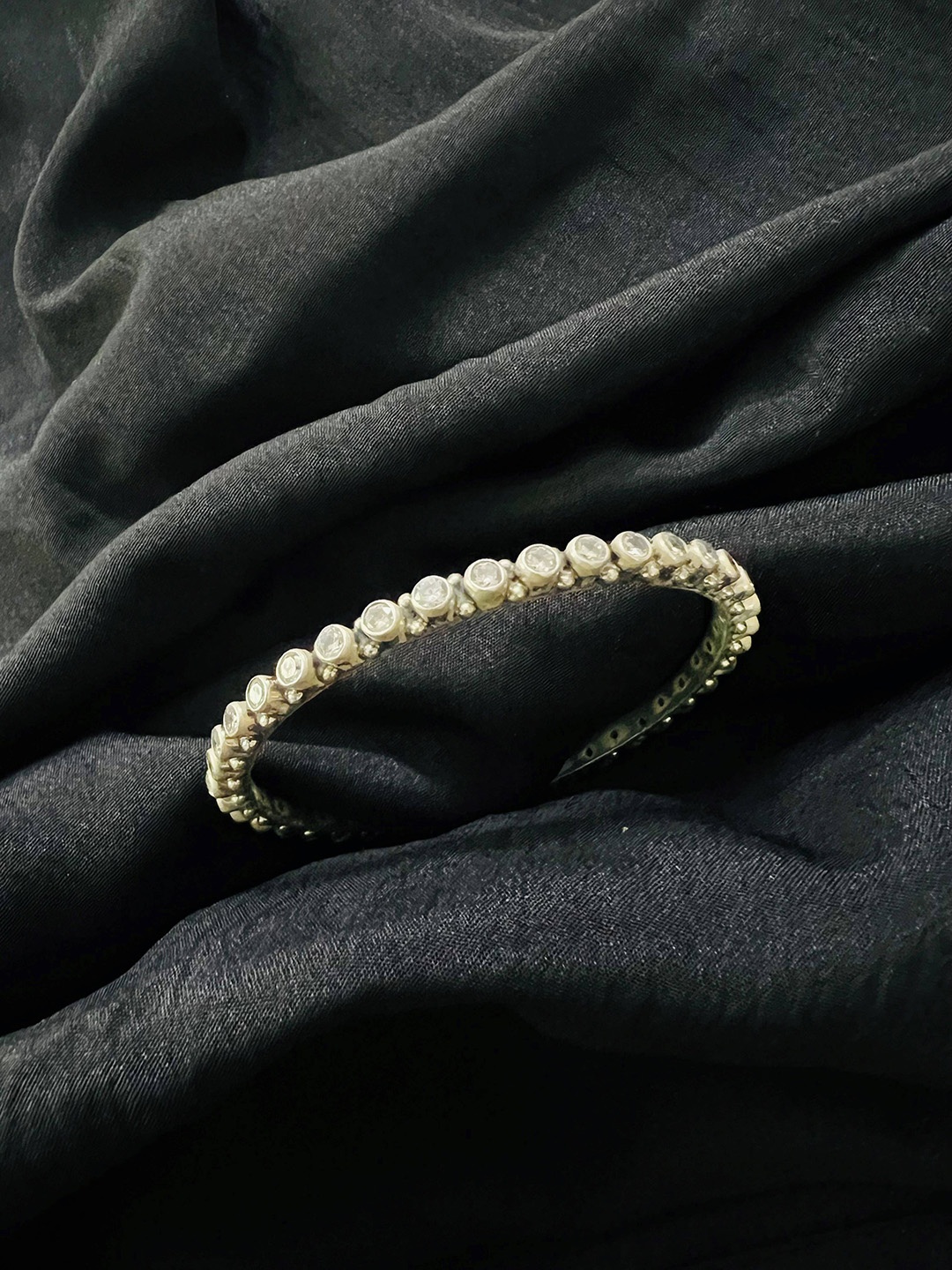 

Arte Jewels 925 Sterling Silver Cubic Zirconia Studded Bangle