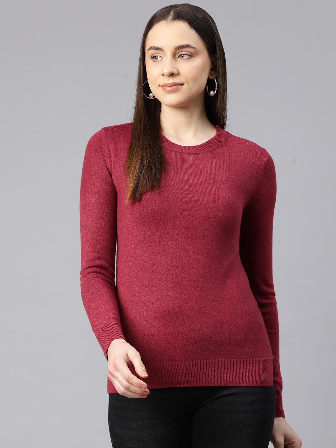 

Marks & Spencer Women Solid Acrylic Pullover, Maroon