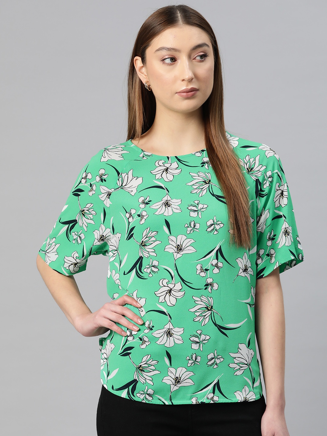 

Marks & Spencer Floral Print Top, Green