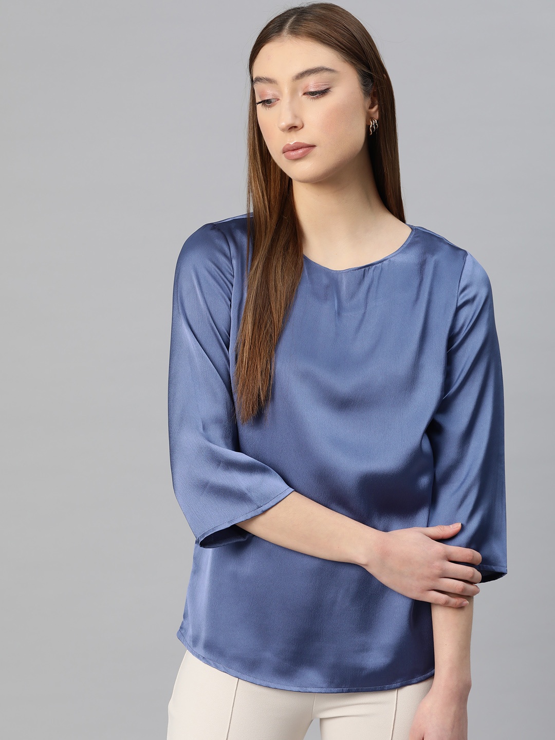 

Marks & Spencer Satin Finish Flared Sleeves Top, Blue