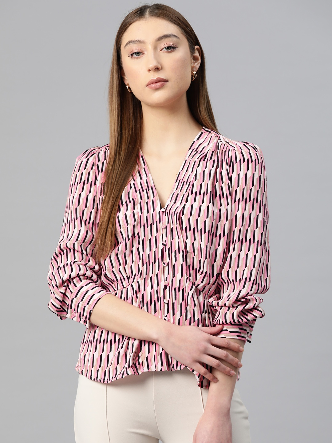 

Marks & Spencer Geometric Print Top, Pink