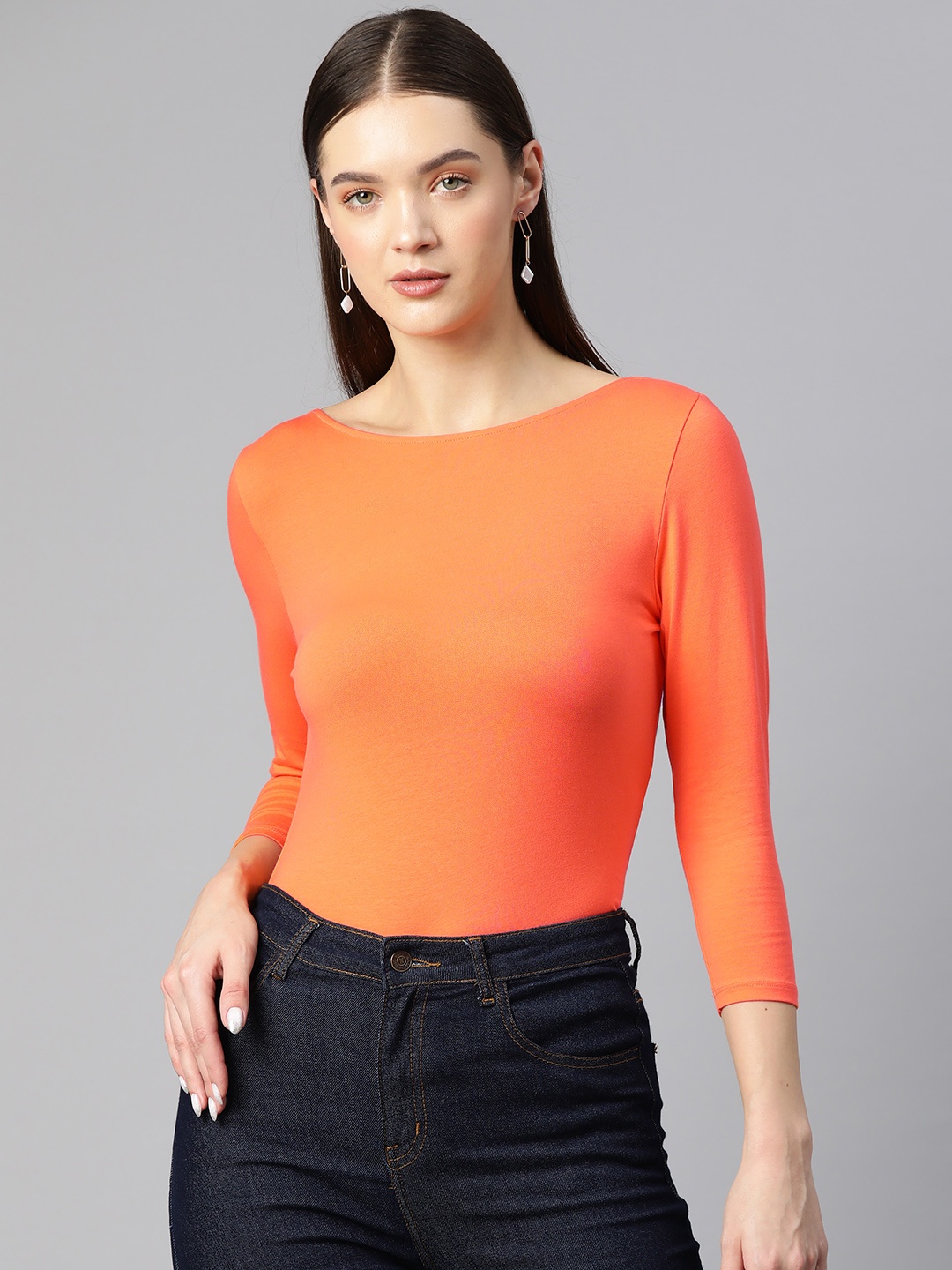 

Marks & Spencer Boat Neck Slim Fit T-shirt, Orange