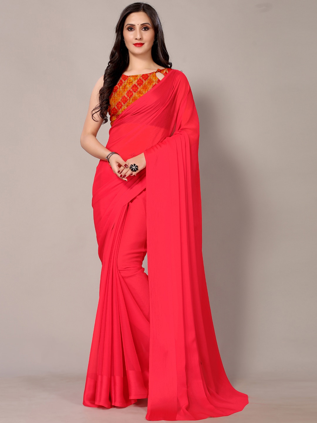 

KALINI Pure Chiffon Saree, Pink