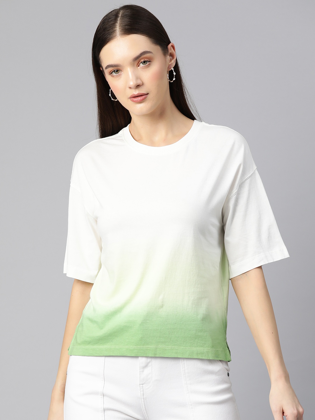 

Marks & Spencer Dyed Drop-Shoulder Sleeves Pure Cotton T-shirt, White