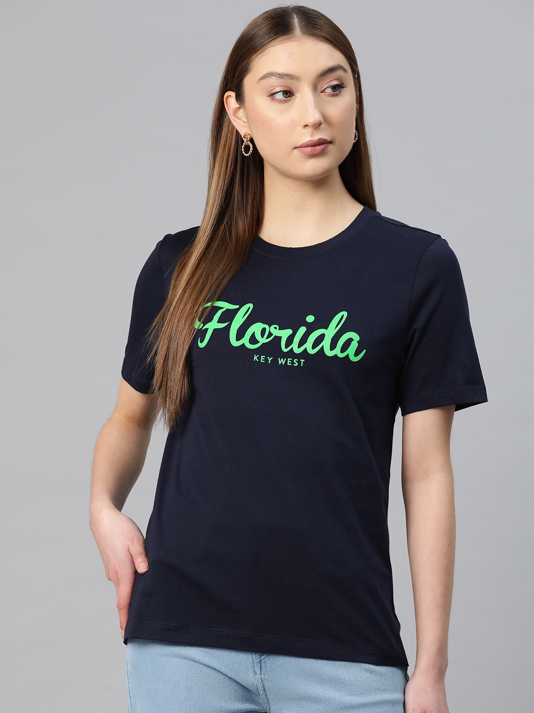 

Marks & Spencer Typography Print Pure Cotton T-shirt, Navy blue