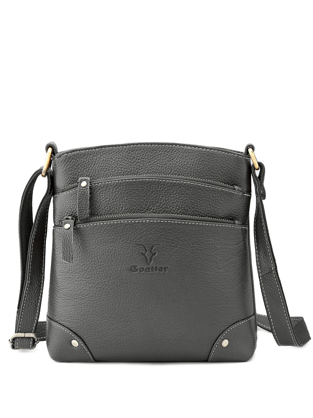

Goatter Leather Structured Sling Bag, Grey