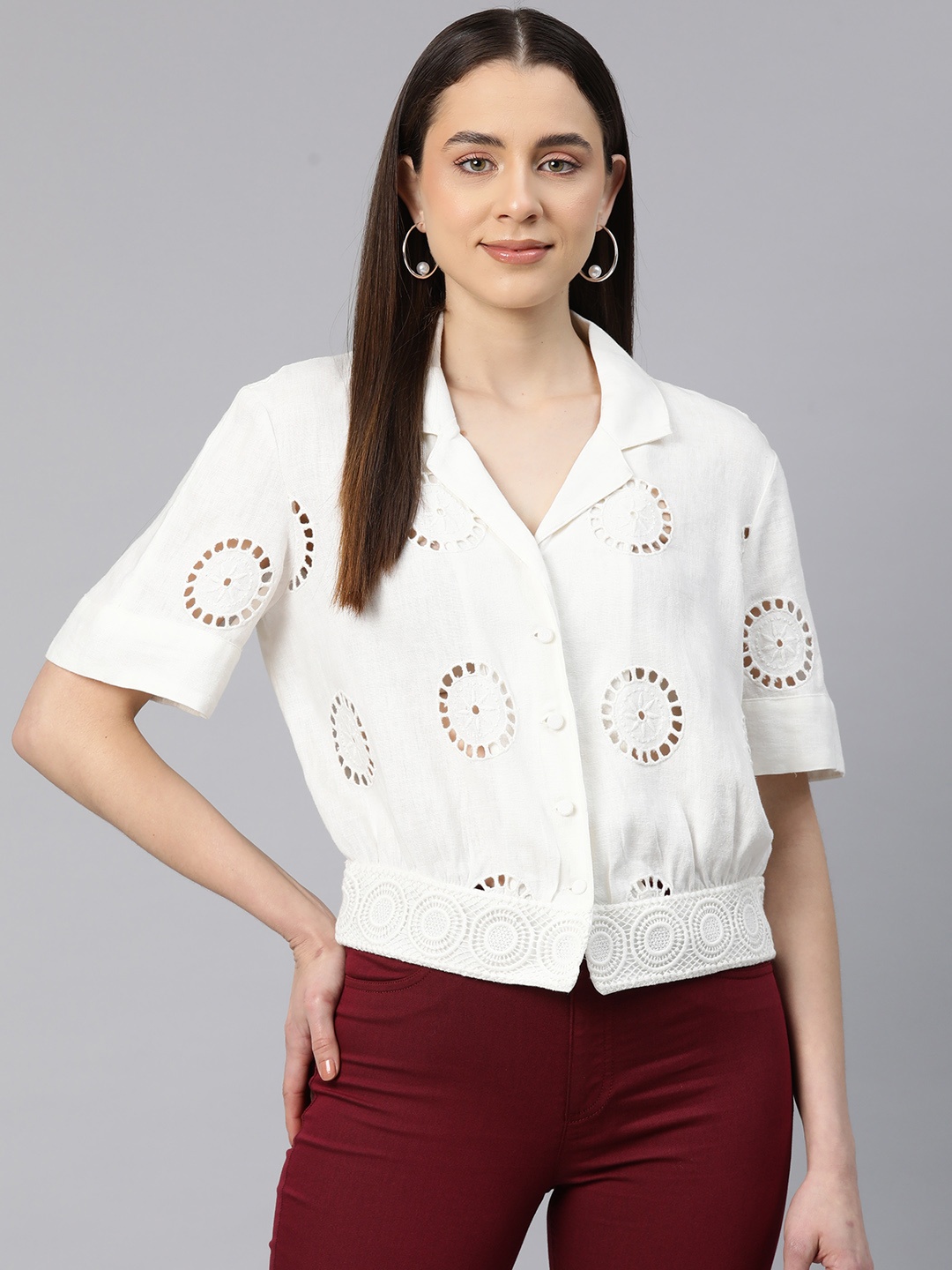 

Marks & Spencer Schiffli Semi Sheer Shirt, White