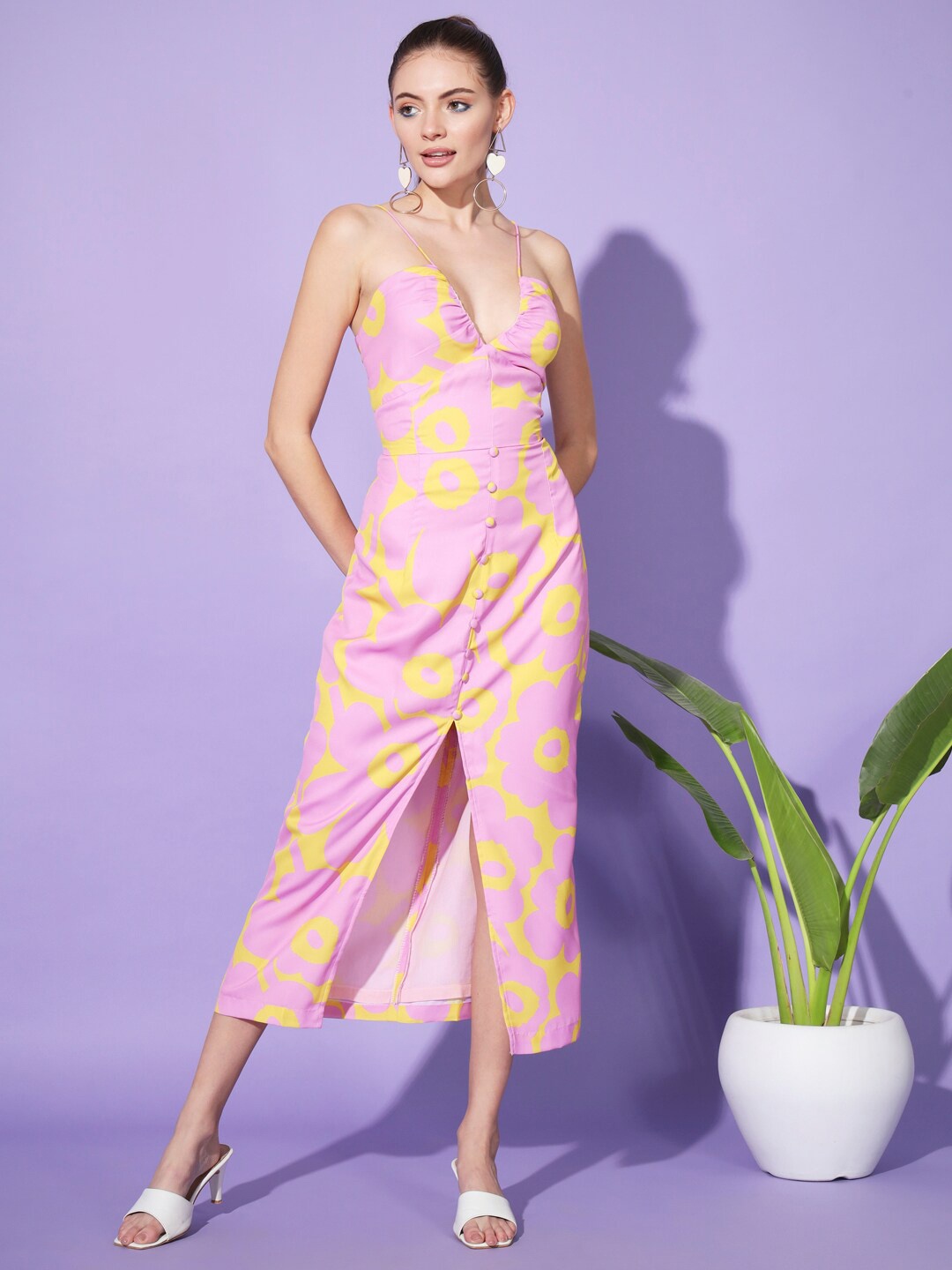 

Cation Floral Printed Sleeveless Georgette Maxi Dress, Pink