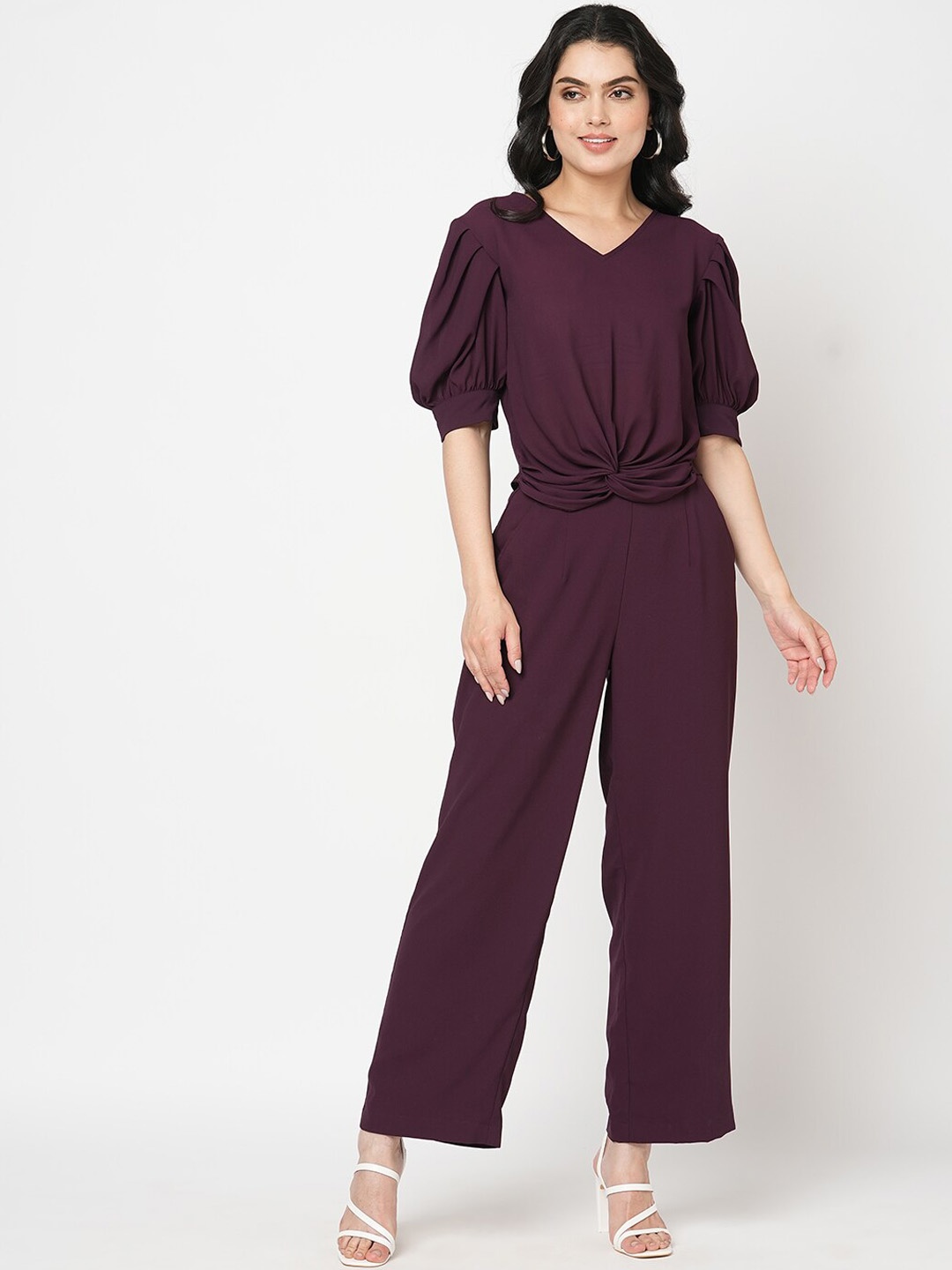 

MISH V-Neck Twist-Front Top With Trousers, Purple