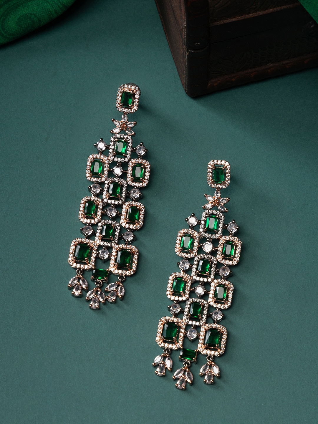 

justpeachy Rose Gold-Plated American Diamond Classic Drop Earrings