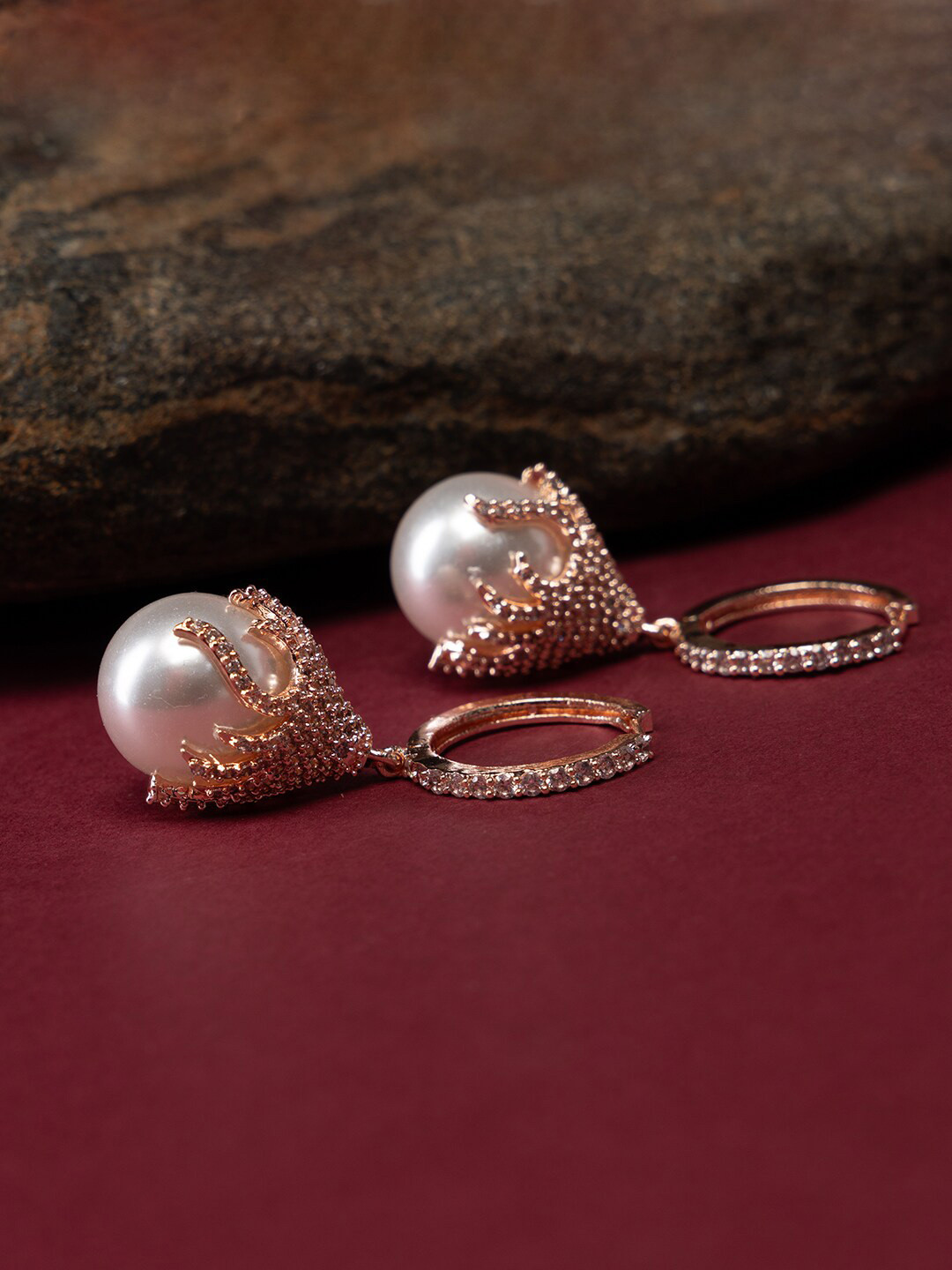 

justpeachy Rose Gold-Plated Geometric Drop Earrings
