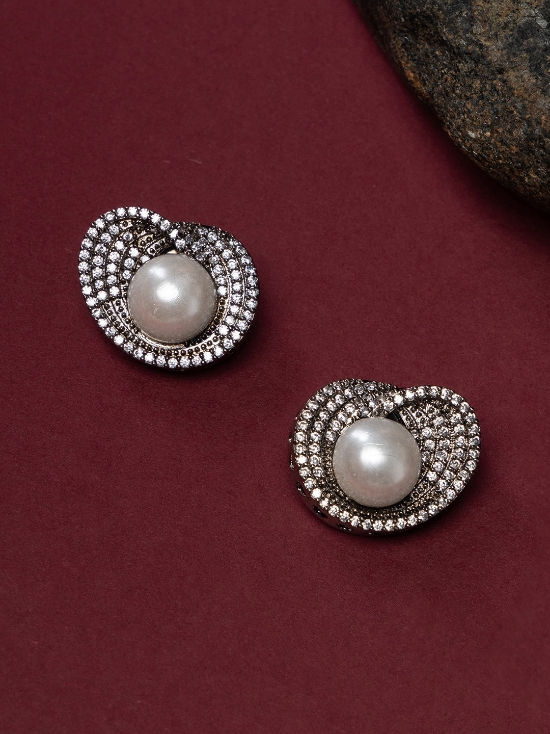 

justpeachy Rhodium-Plated Quirky Studs Earrings, Grey