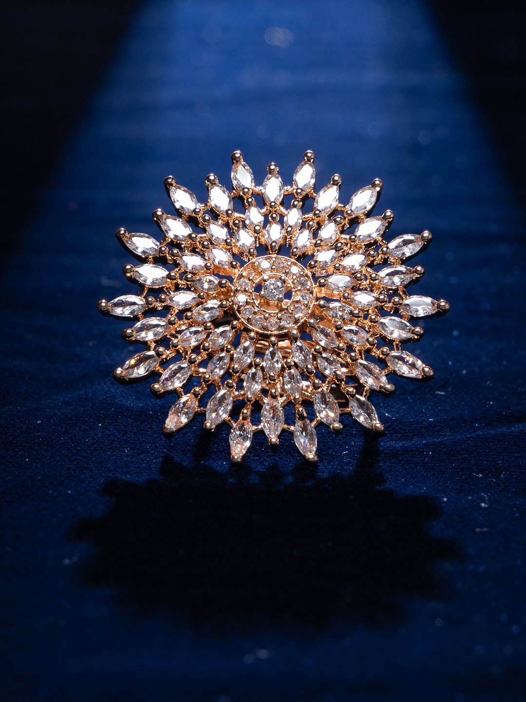 

justpeachy Rose Gold-Plated American Diamond Studded Finger Ring