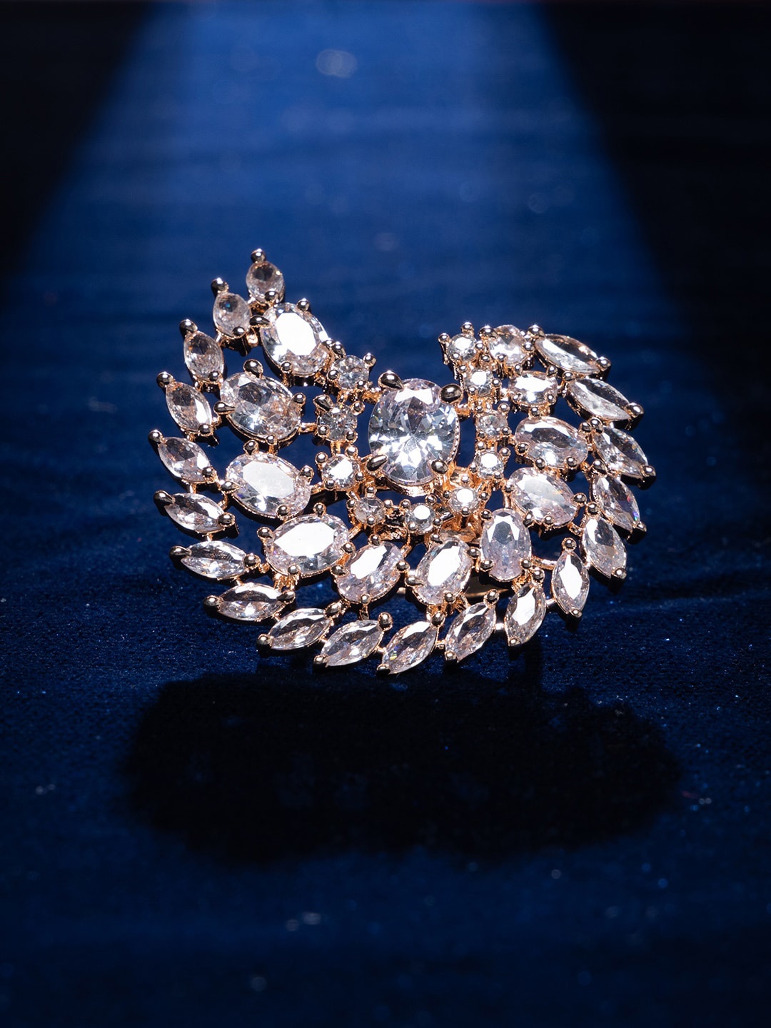 

justpeachy Rose Gold-Plated American Diamond Studded Finger Ring