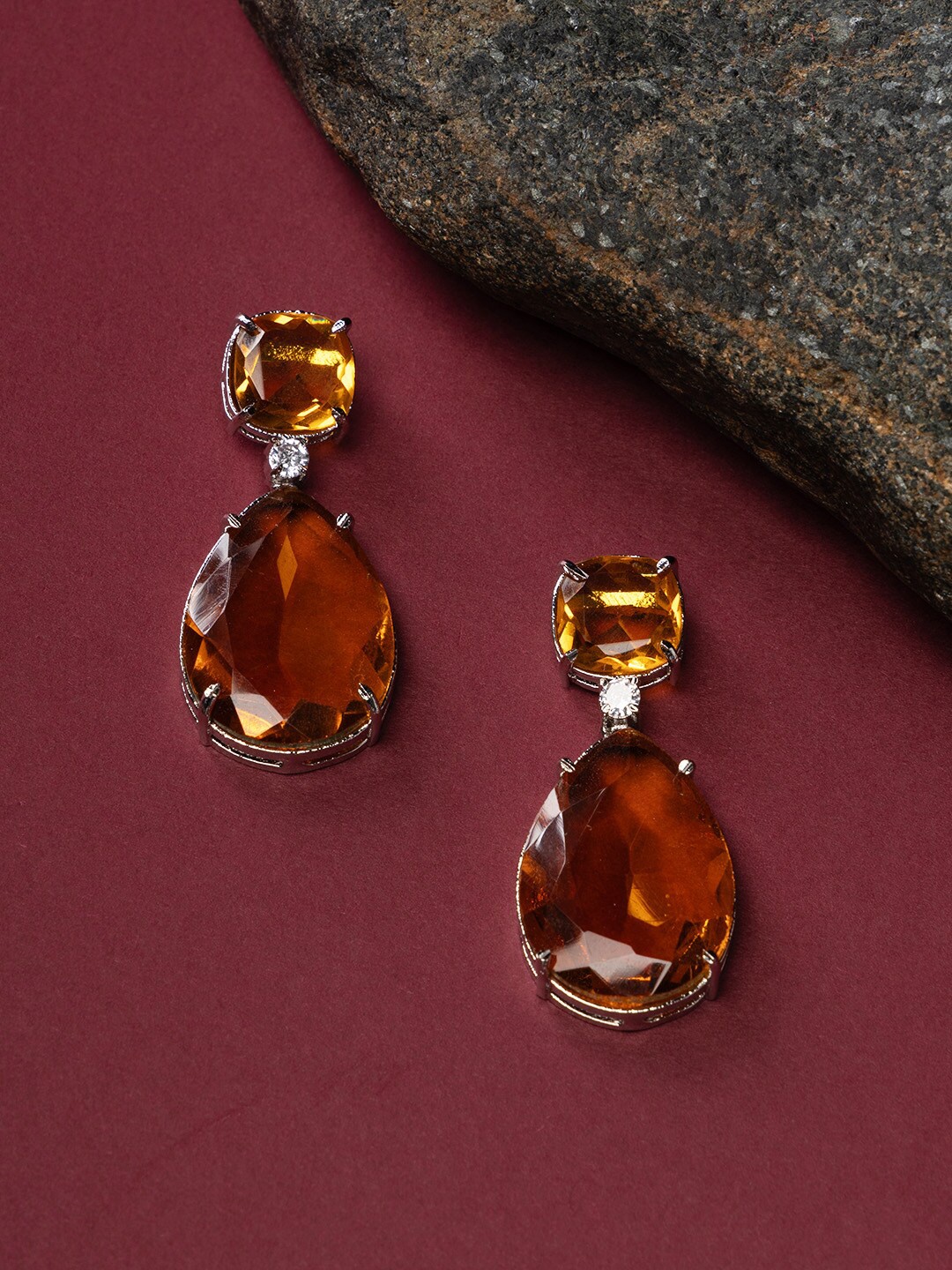 

justpeachy Yellow Teardrop Shaped Drop Earrings