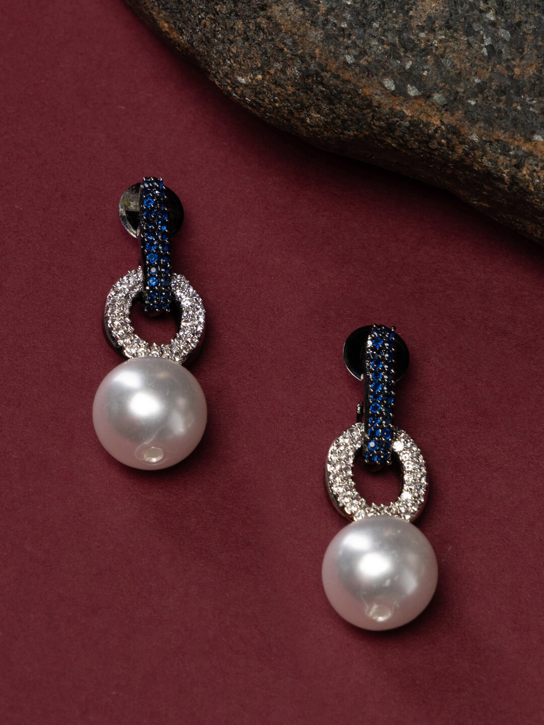 

justpeachy Rhodium-Plated Spherical Drop Earrings, Silver