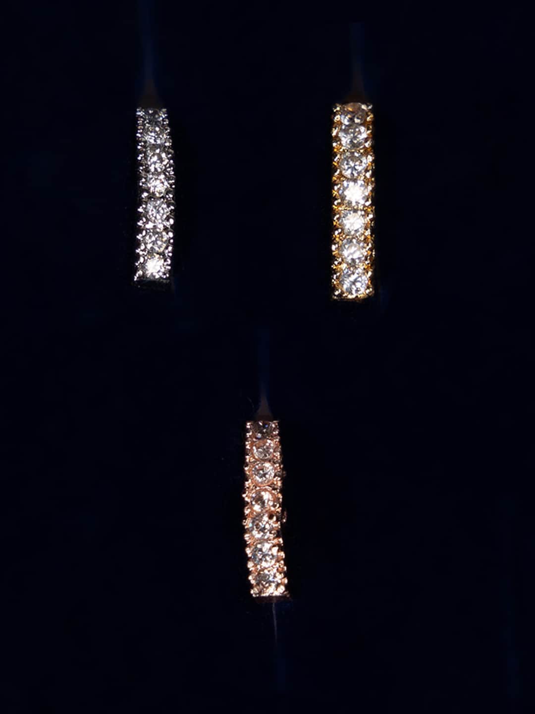 

justpeachy Set of 3 American Diamond-Studded Clip-On Nosepins, Gold