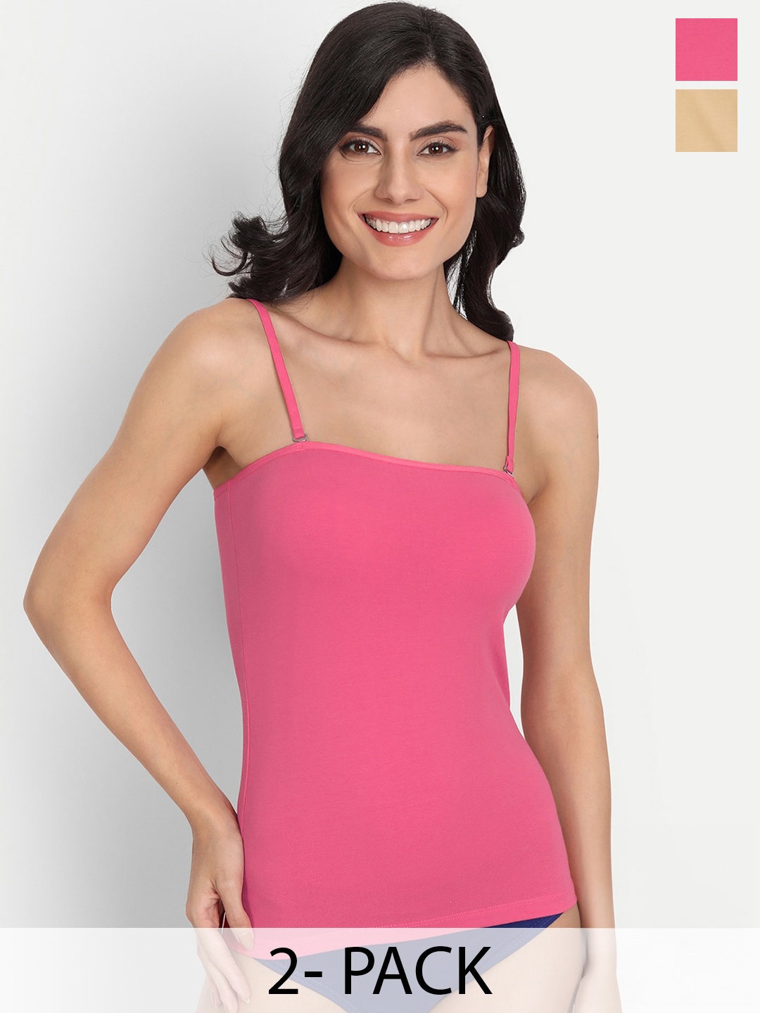 

T.T. Desire Pack Of 2 Shoulder Straps Non-Padded Camisoles, Nude