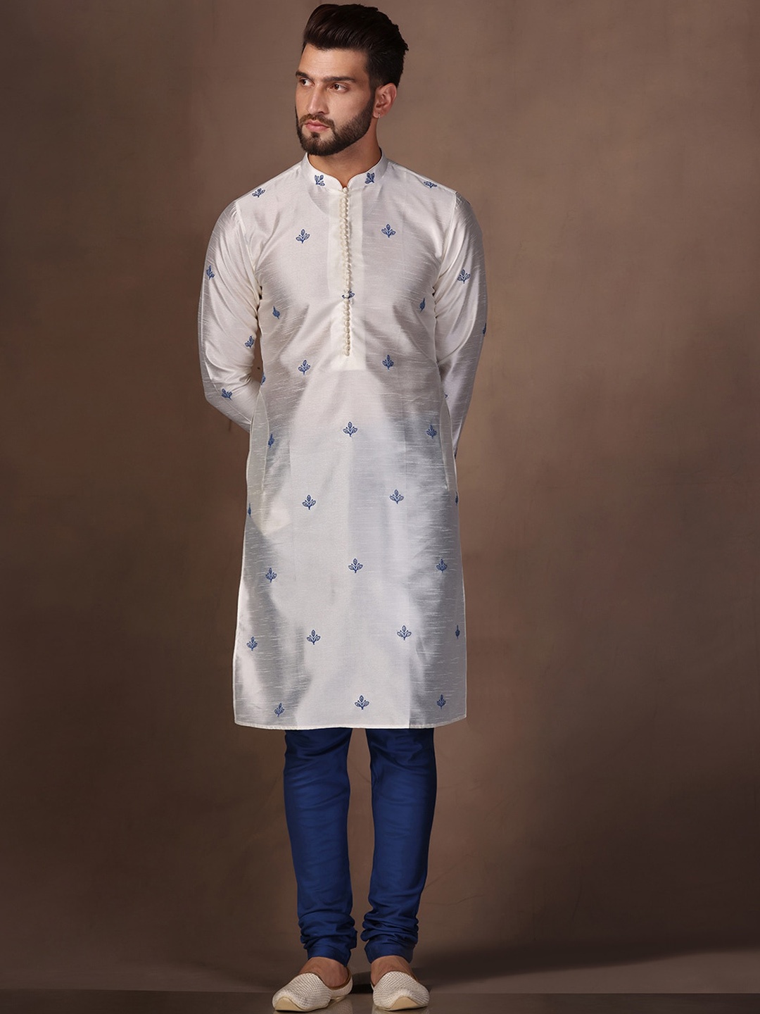 

KISAH Ethnic Motifs Printed Straight Kurta With Churidar Set, White