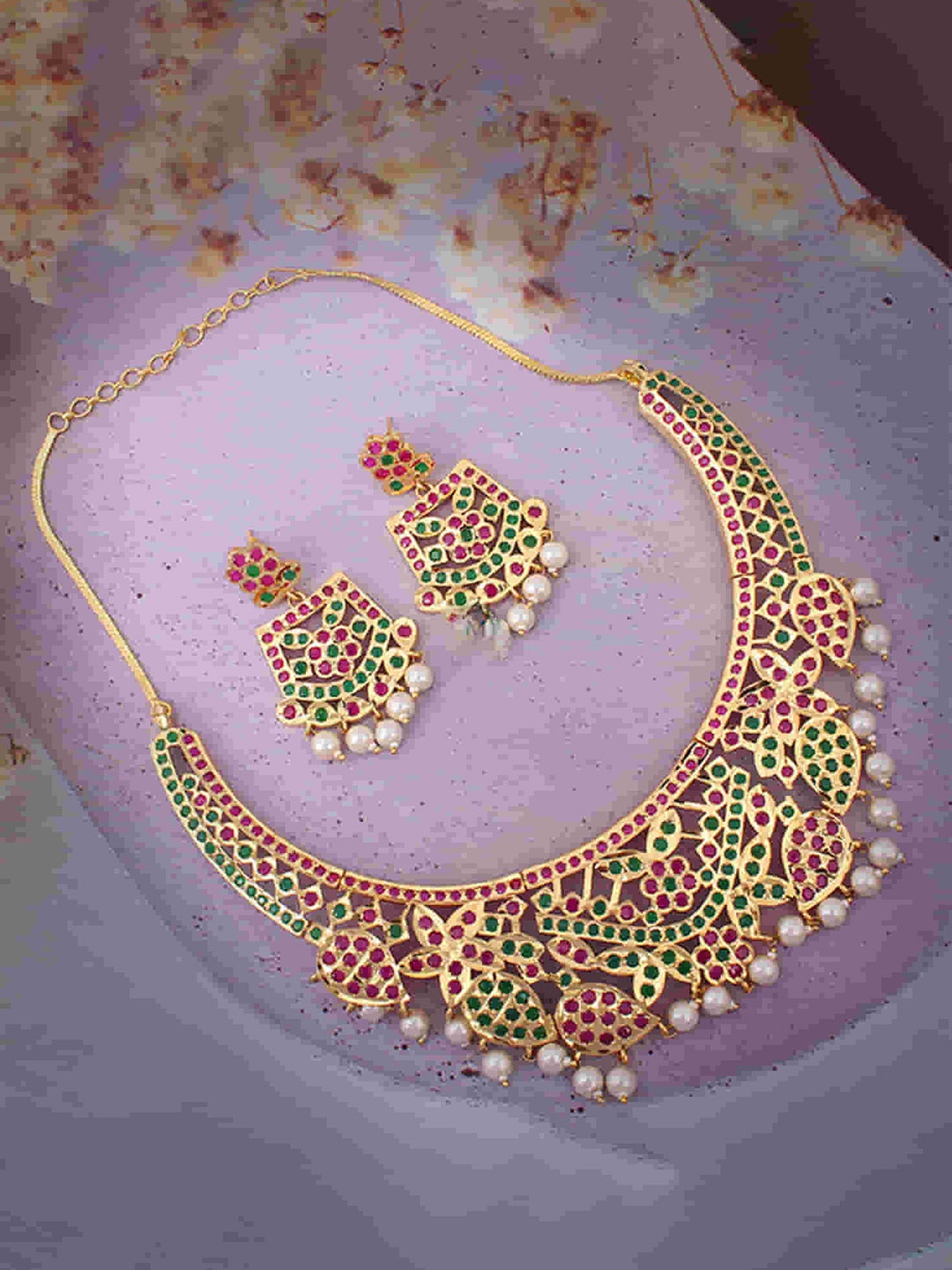 

Mirana Gold Plated & Kundan Studded Jewellery Set