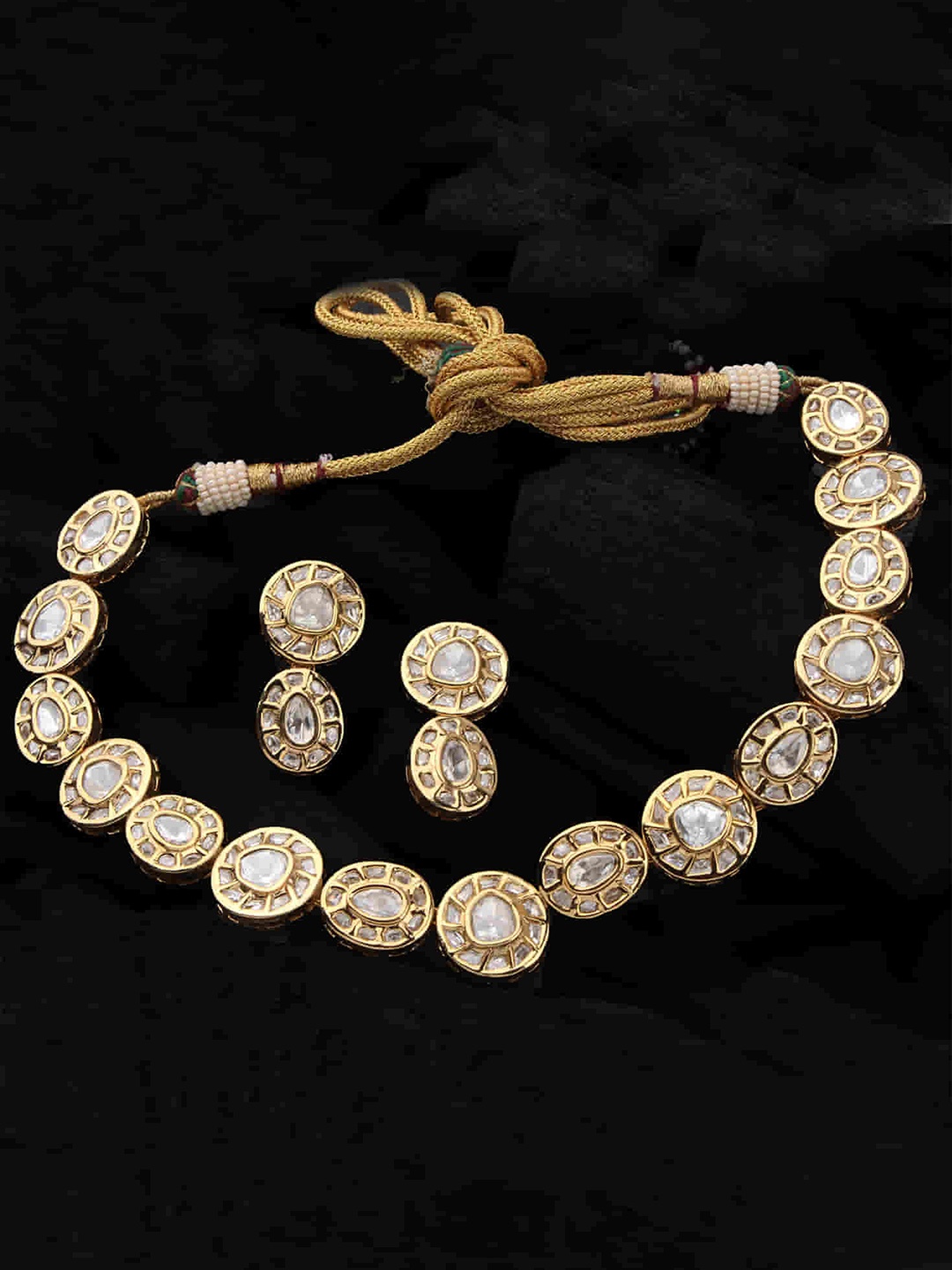 

Mirana Gold-Plated Uncut Polki Kundan-Studded Jewellery Set