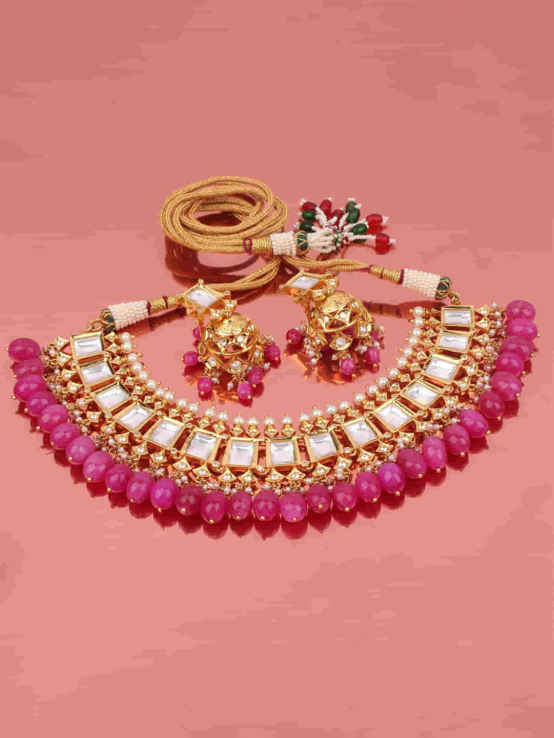 

Mirana Gold-Plated Kundan Studded Necklace & Earrings Set