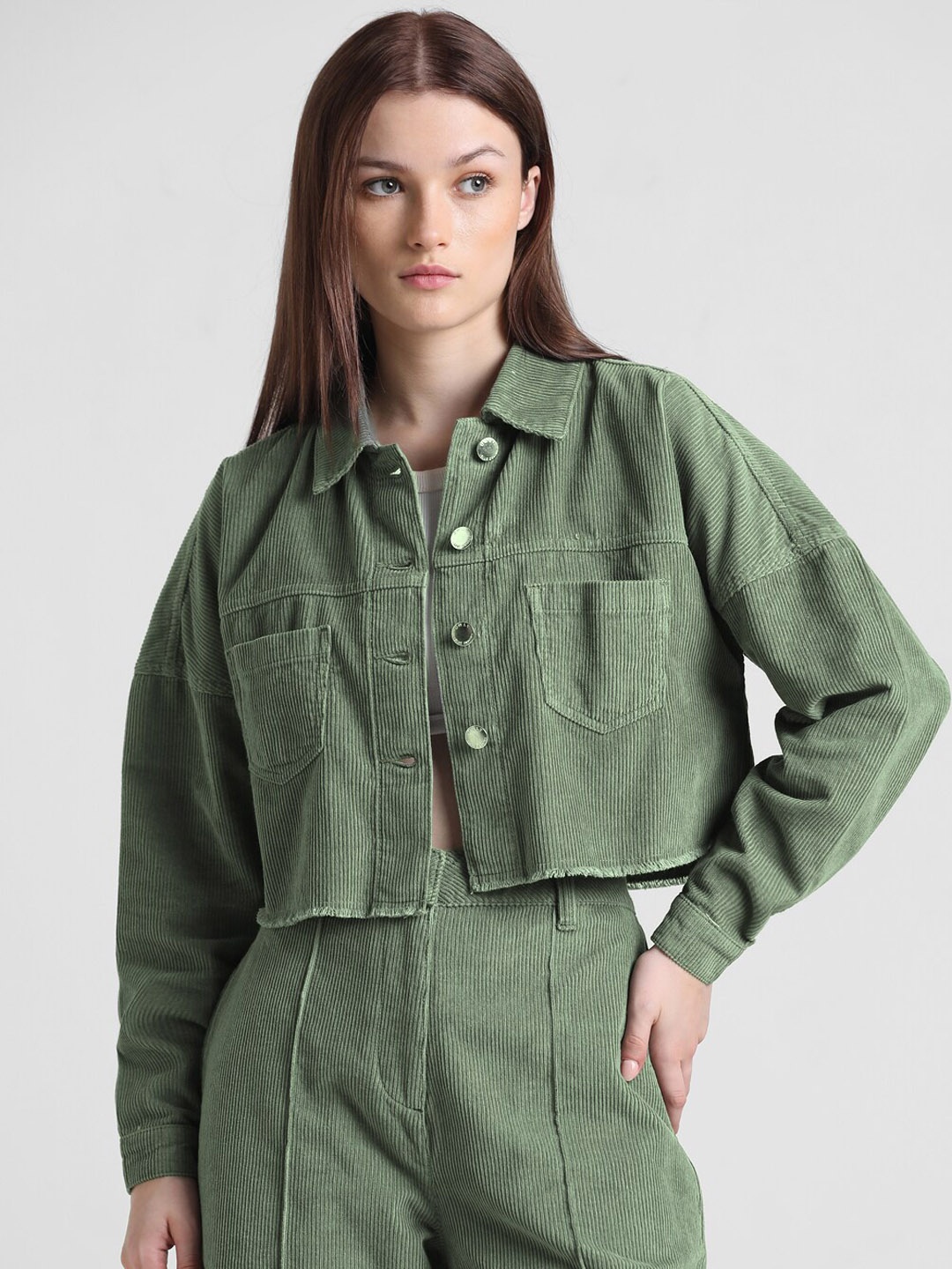 

ONLY Crop Denim Jacket, Green