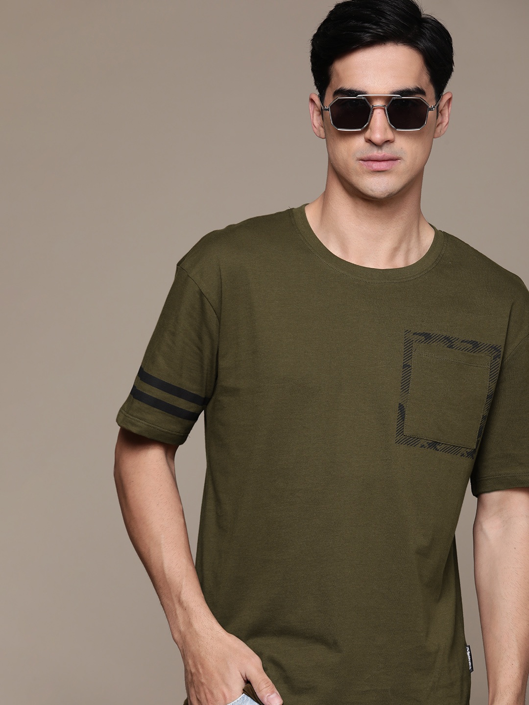 

The Roadster Lifestyle Co. Relaxed Fit Pure Cotton T-shirt, Olive