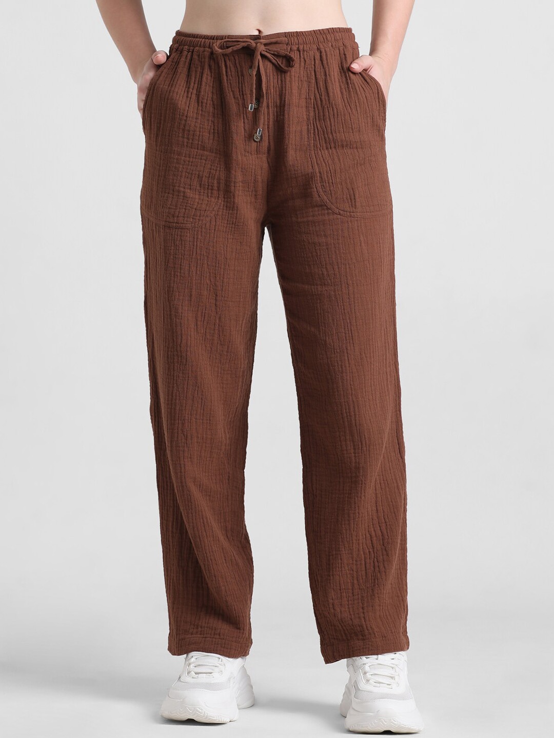 

ONLY Straight Fit High-Rise Trousers, Brown