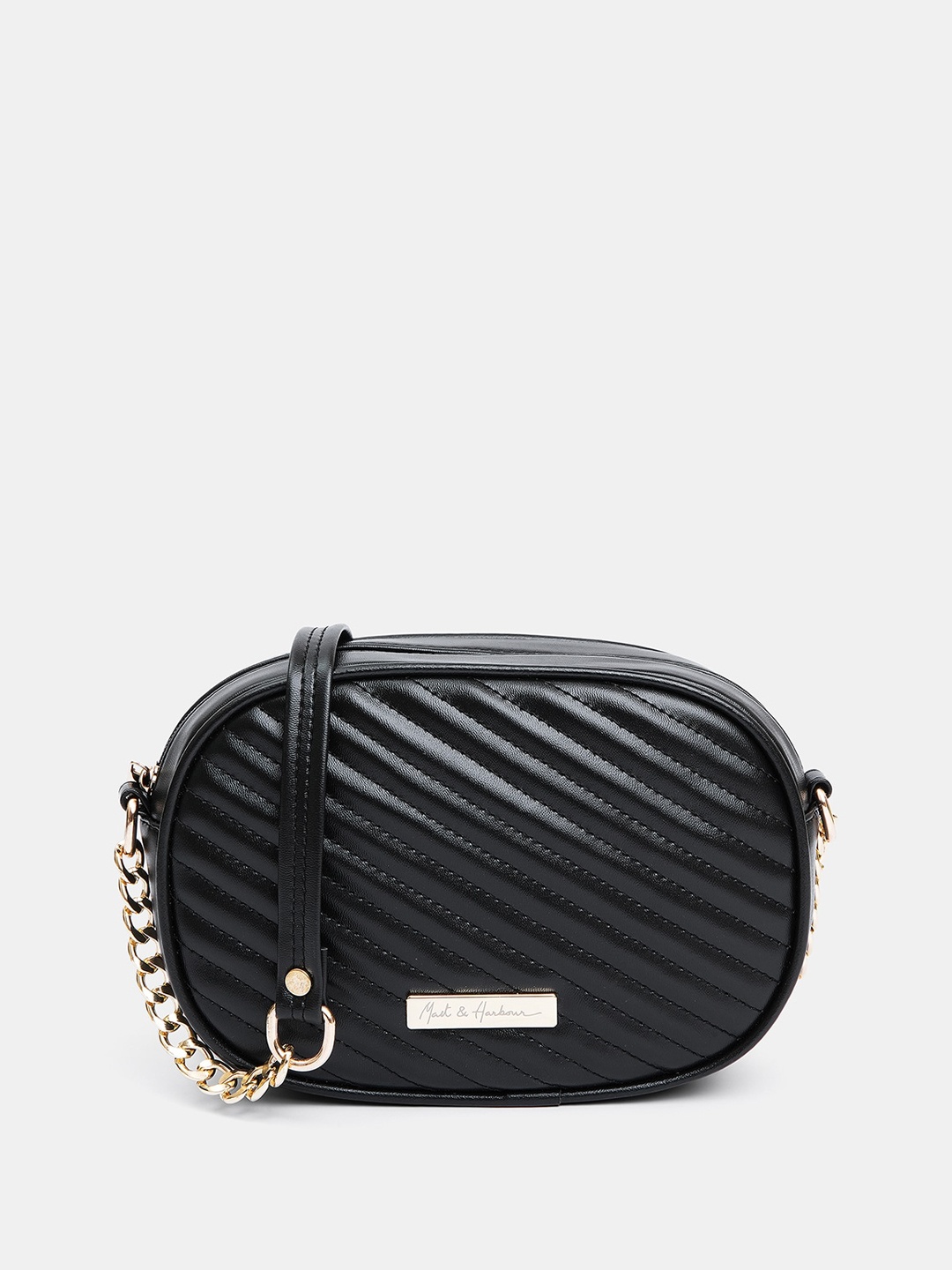 

Mast & Harbour Structured Quilted Sling Bag, Black