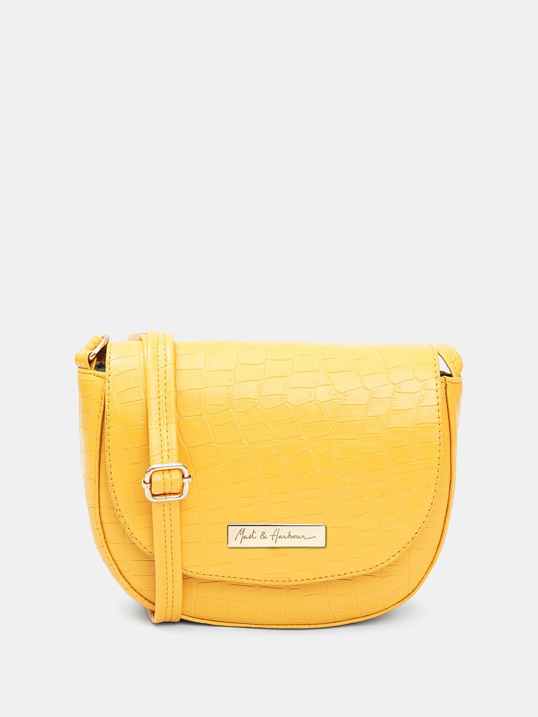 

Mast & Harbour Yellow Textured Structured Sling Bag