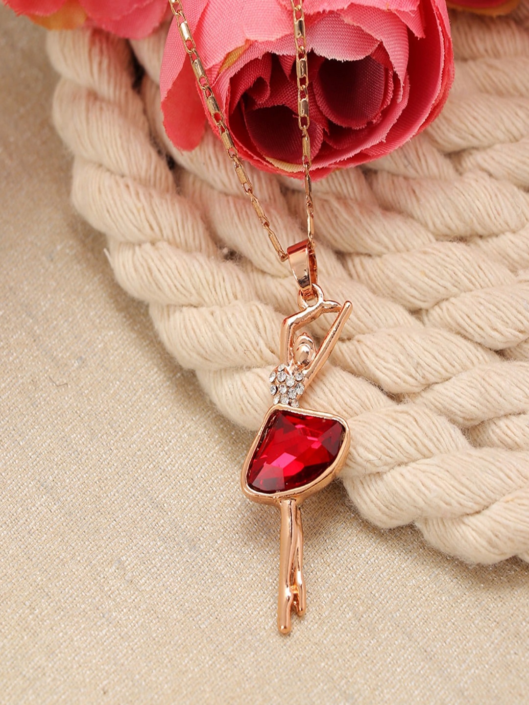 

UNIVERSITY TRENDZ Gold-Plated Crystal Dancing-Doll Pendant Chain