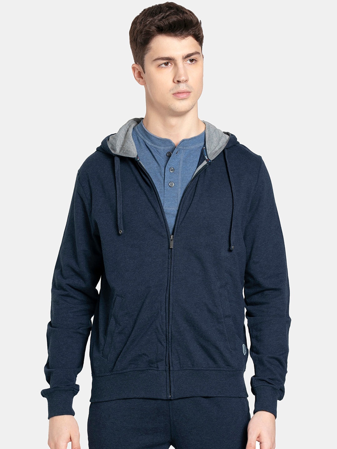 

Jockey Hooded Cotton Bomber Jacket, Blue